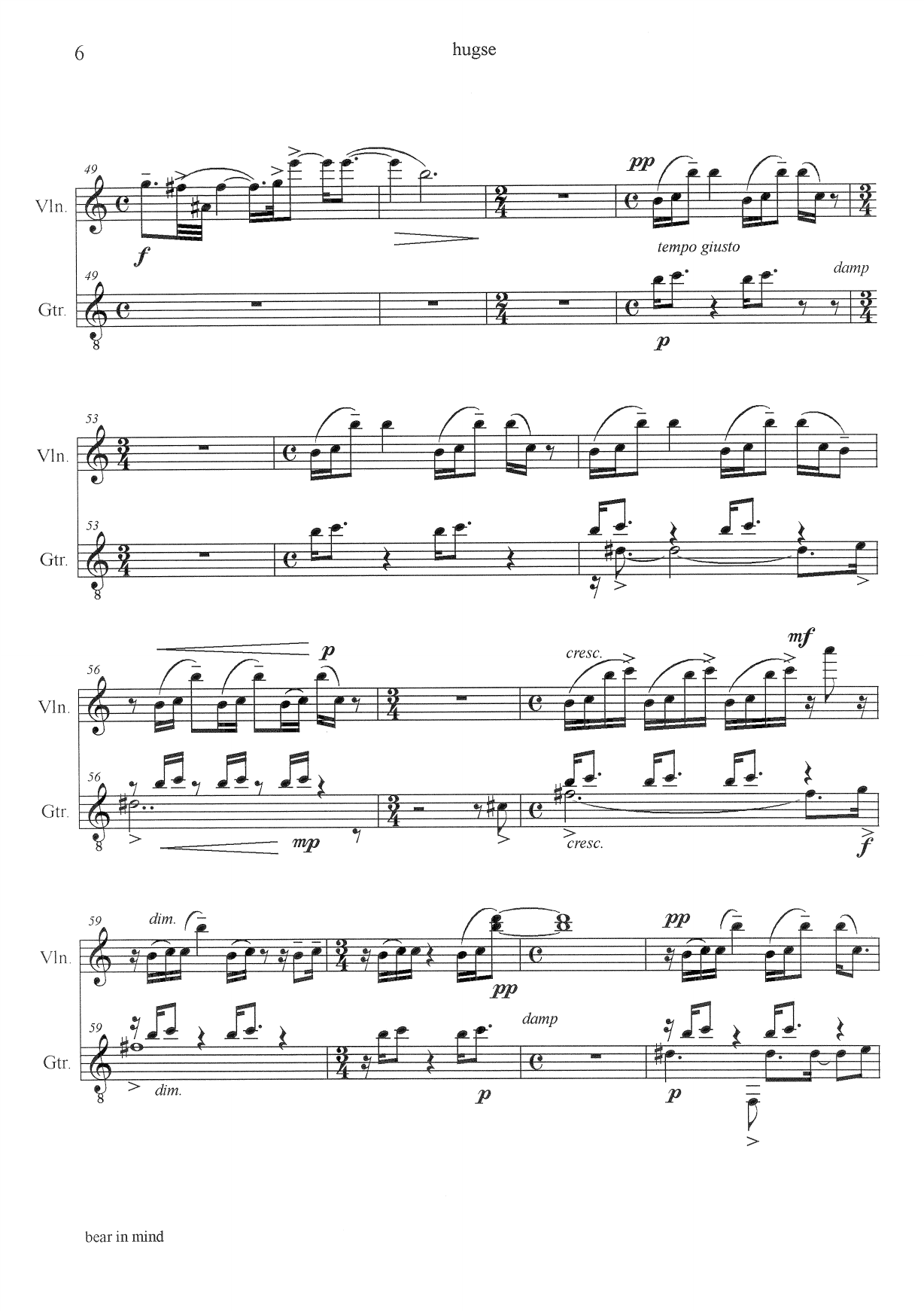 bear in mind - what we came from that we any moment can break up again and be that : for violin and guitar - Image 8