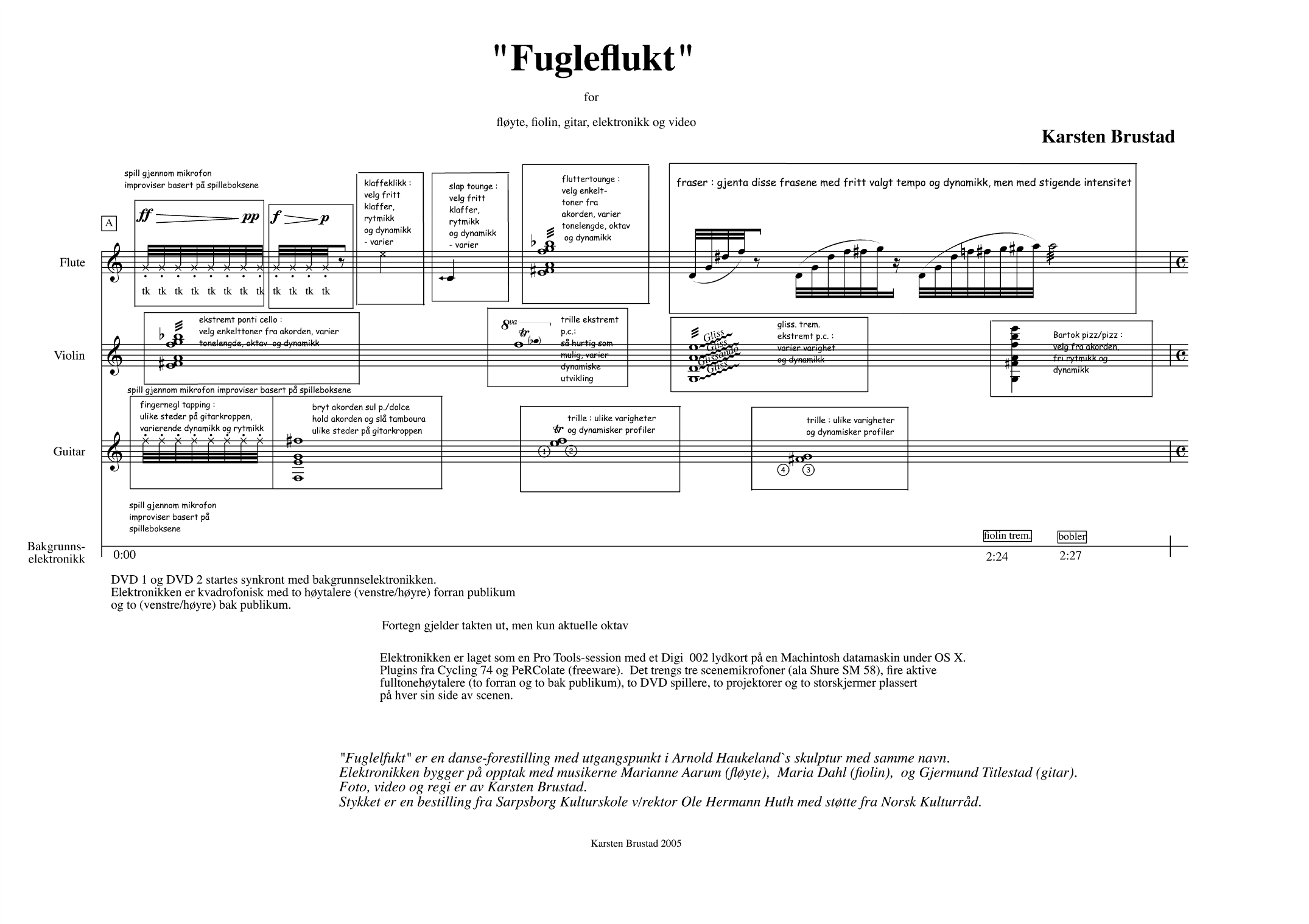 Fugleflukt - For fløyte,fiolin, gitar og elektronikk og video - Image 3