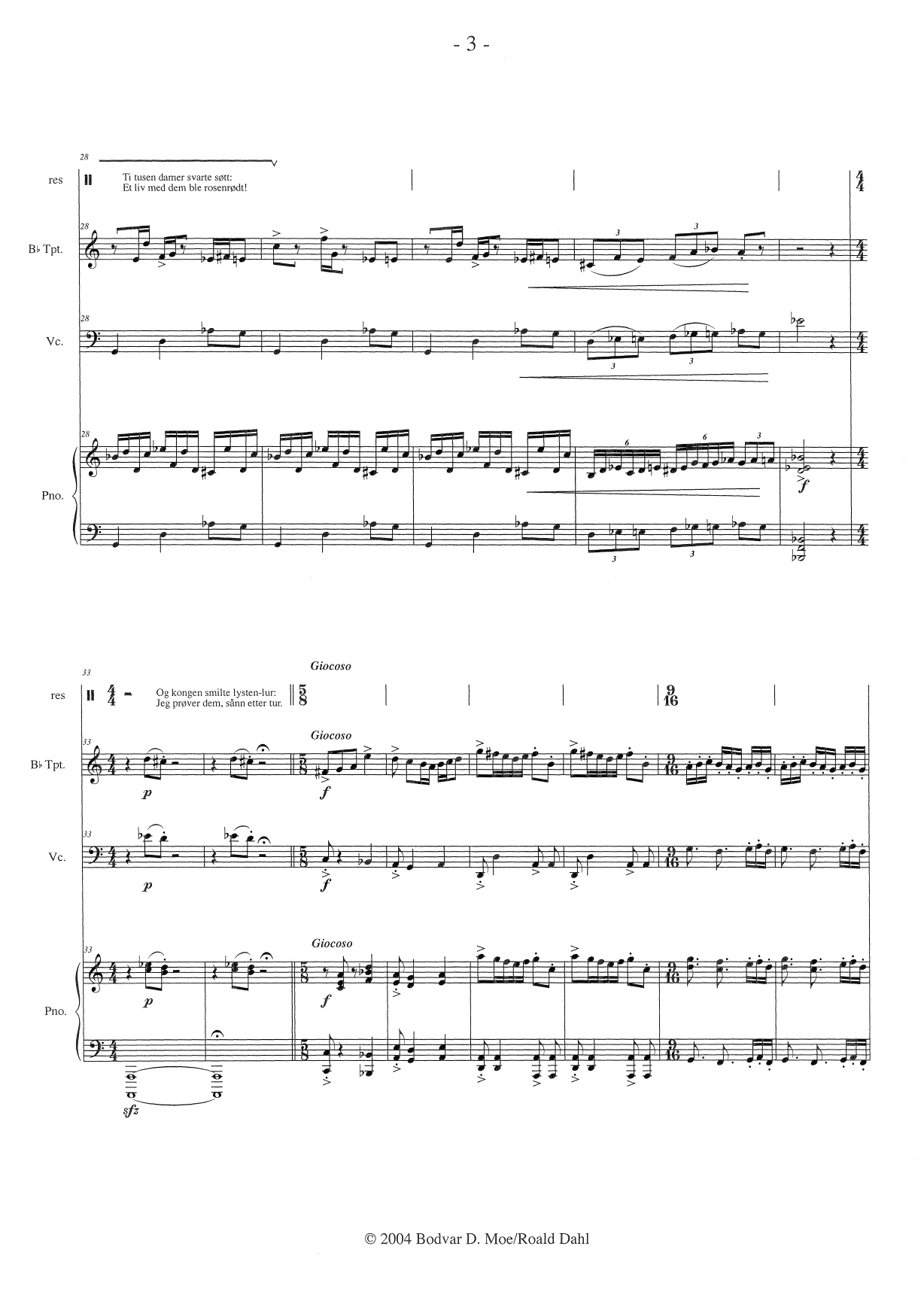 Snehvit og de syv dverger - resitasjon, trompet i Bb, cello, piano - Image 5