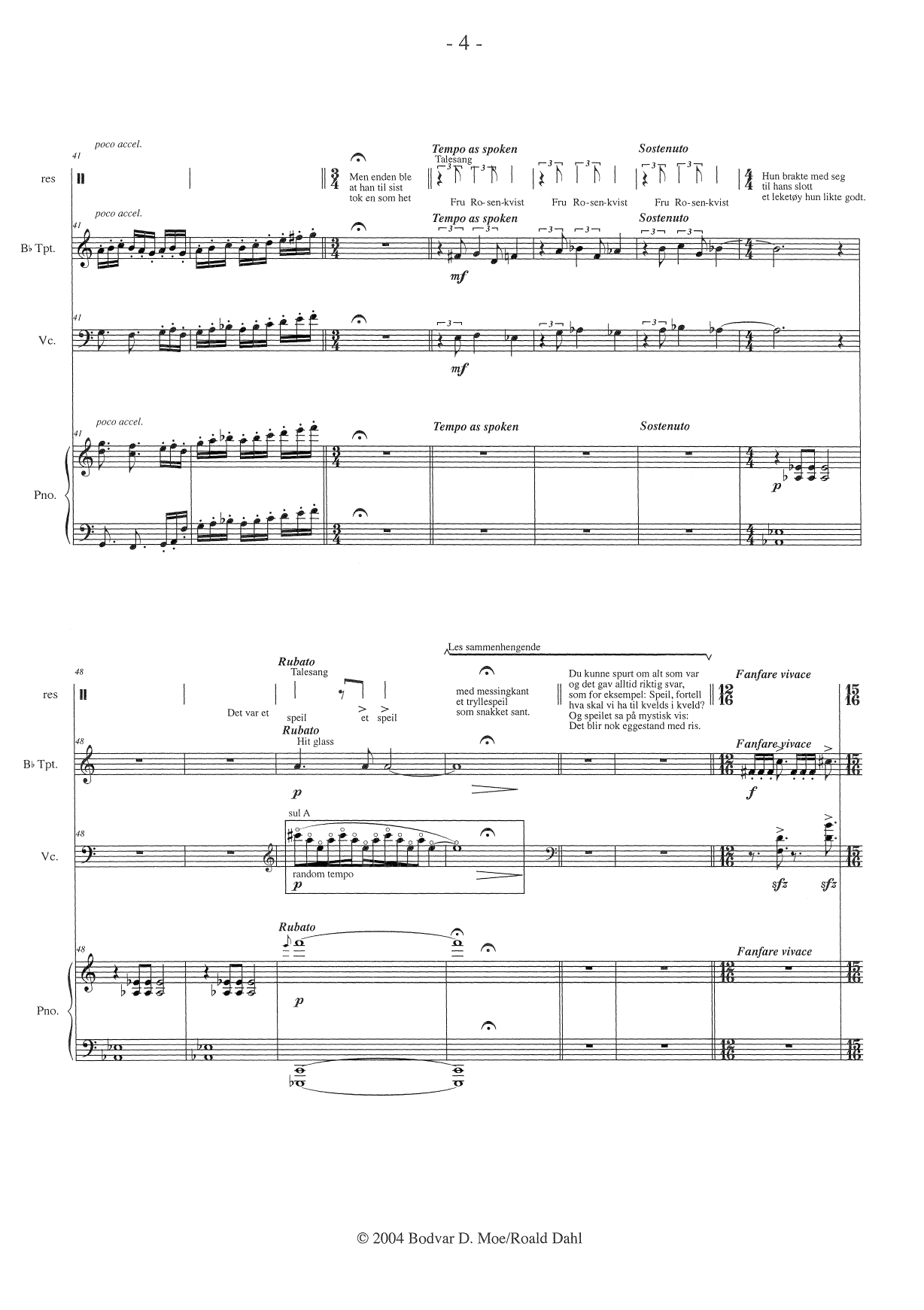 Snehvit og de syv dverger - resitasjon, trompet i Bb, cello, piano - Image 6
