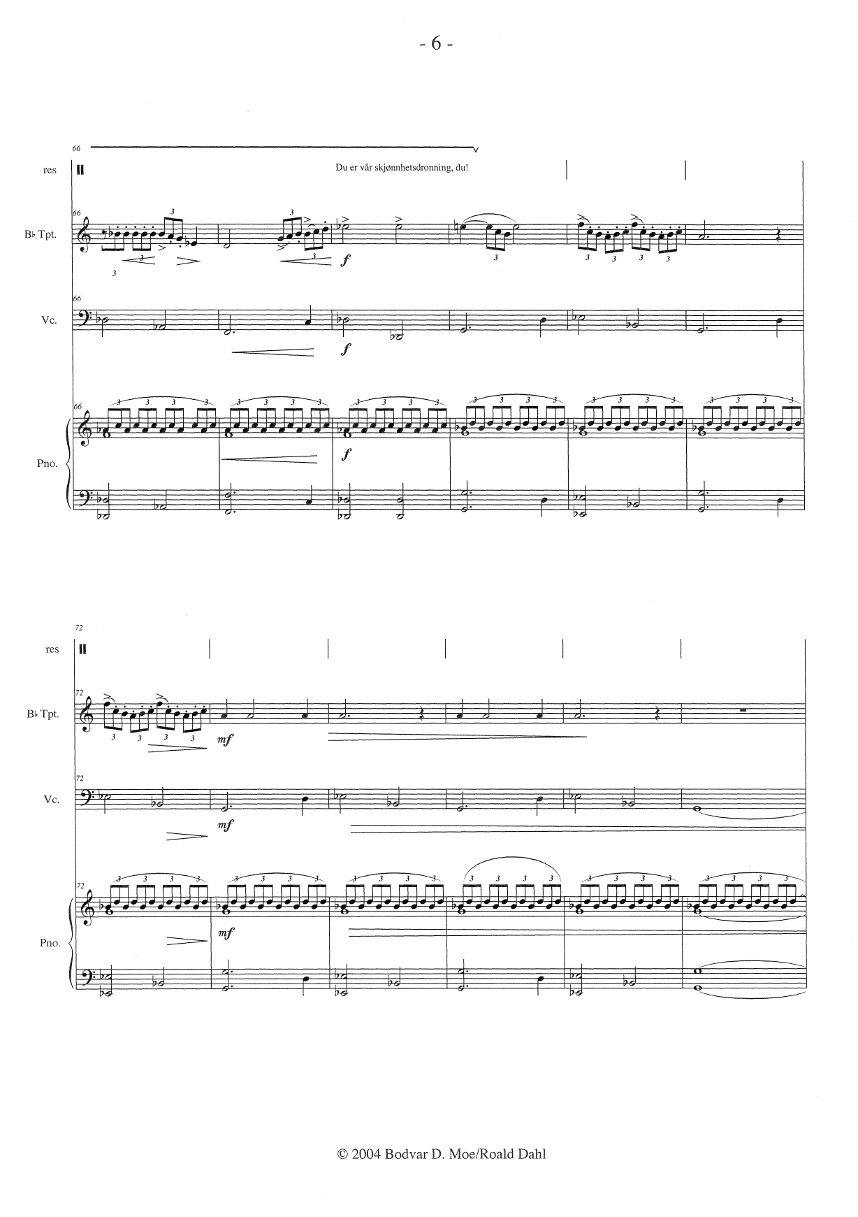 Snehvit og de syv dverger - resitasjon, trompet i Bb, cello, piano - Image 8