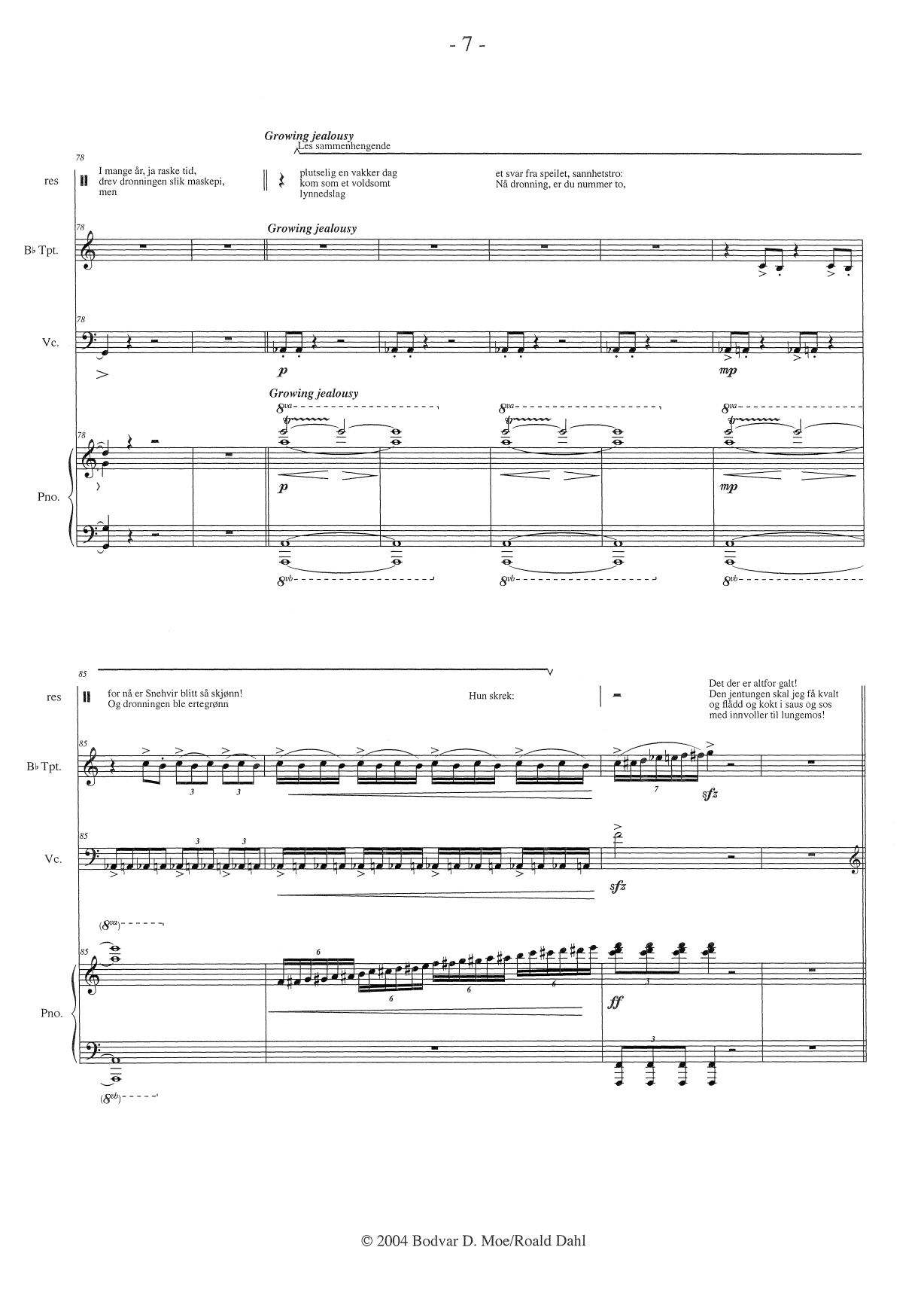 Snehvit og de syv dverger - resitasjon, trompet i Bb, cello, piano - Image 9