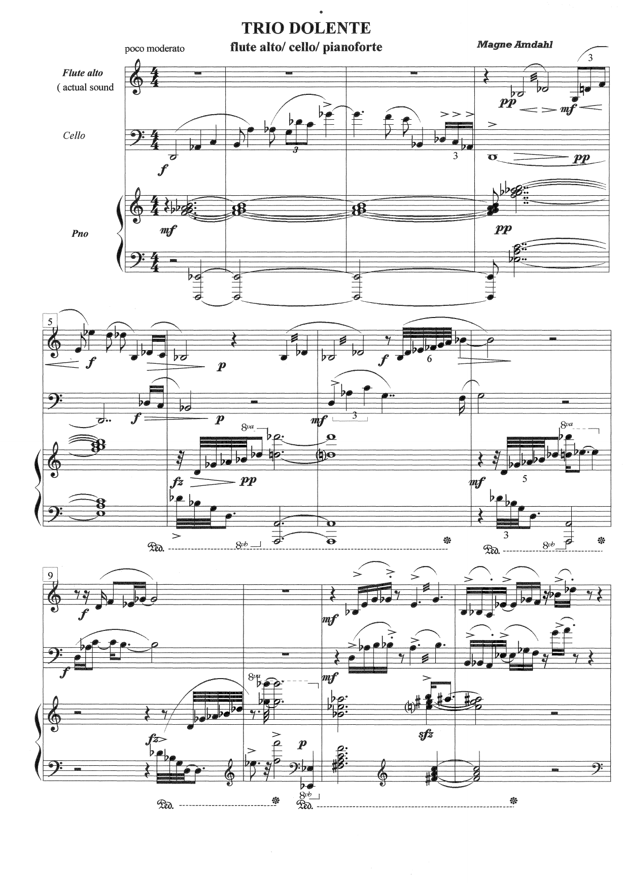 Trio dolente - Flute alto, cello, pianoforte