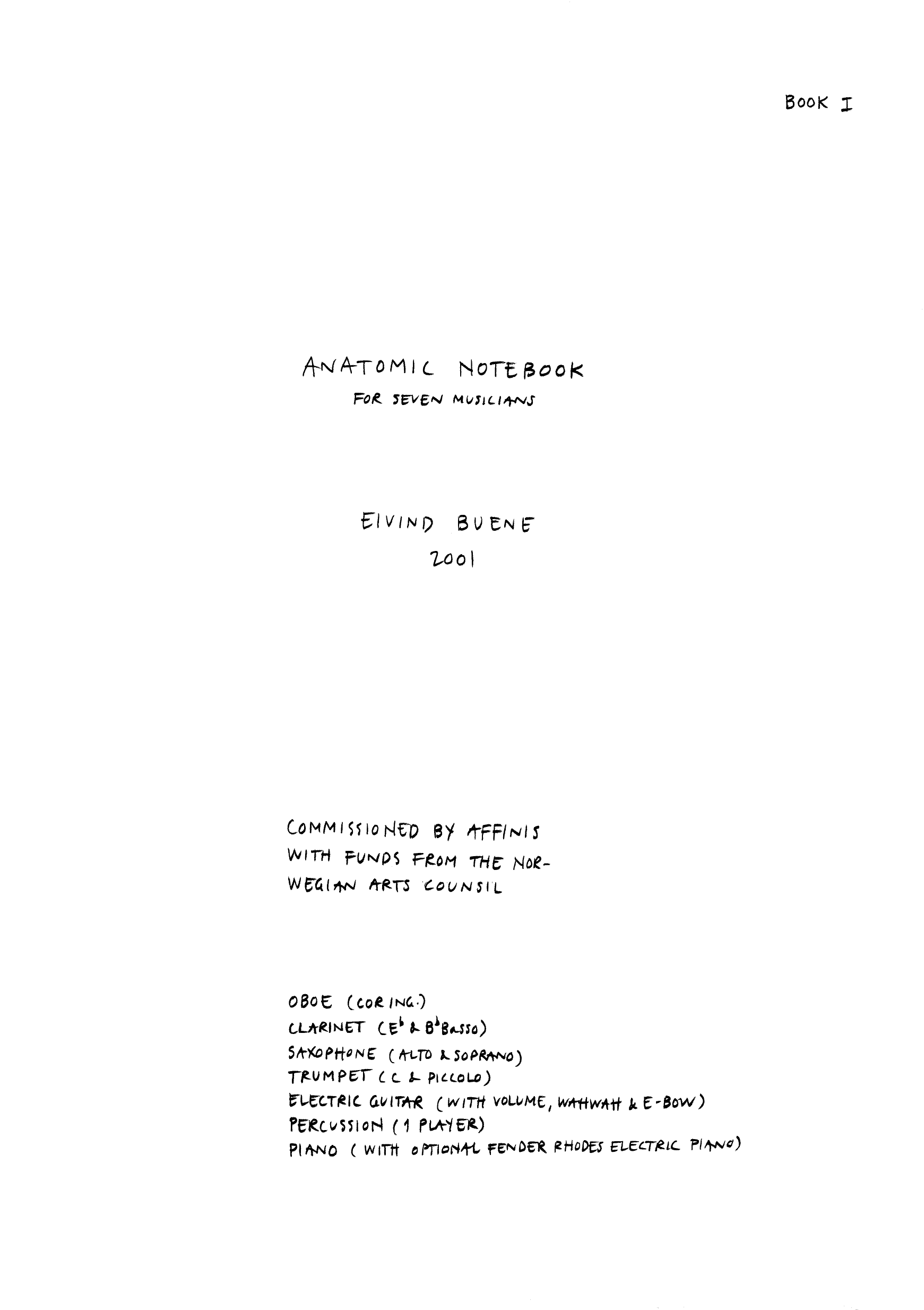 Anatomic Notebook - For seven musicians