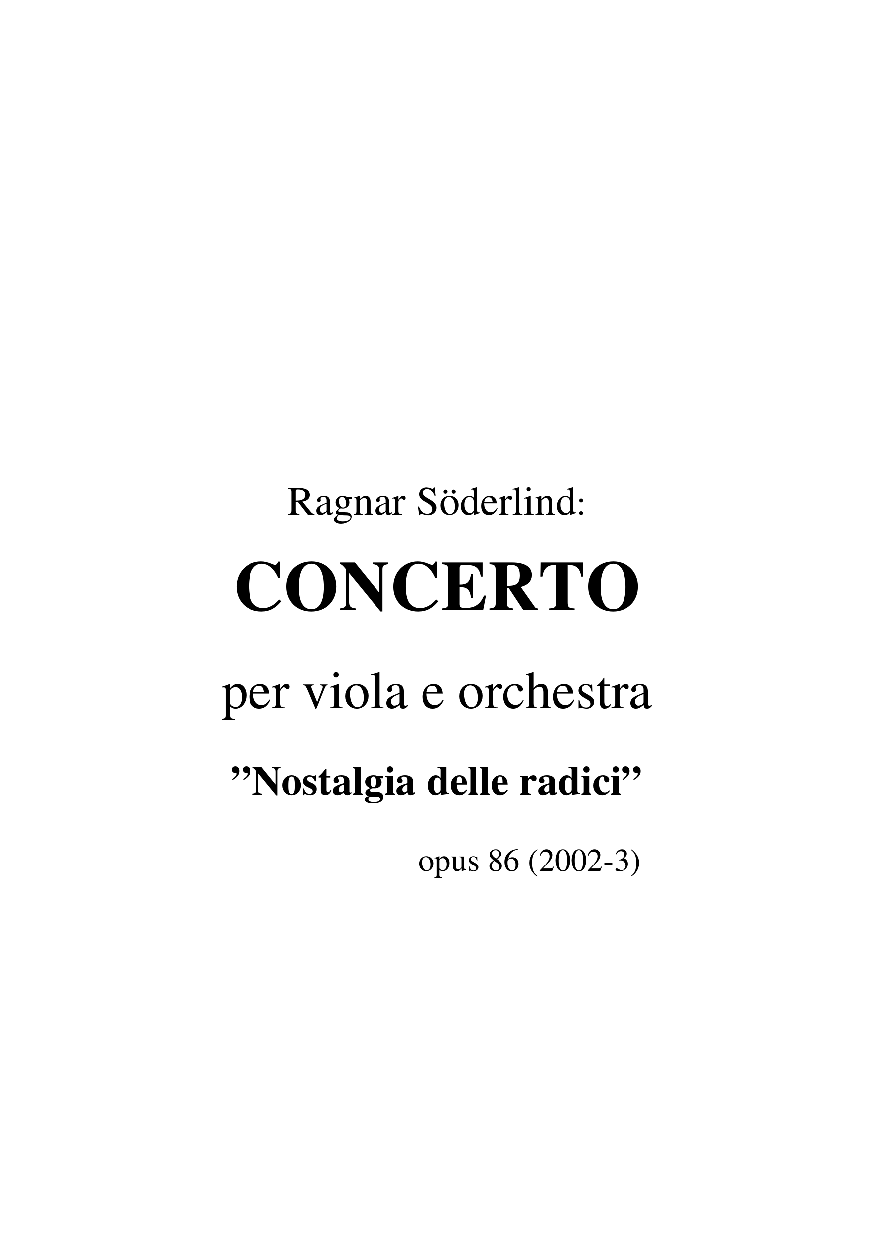 Concerto per viola e orchestra - "Nostalgia delle radici" op. 86