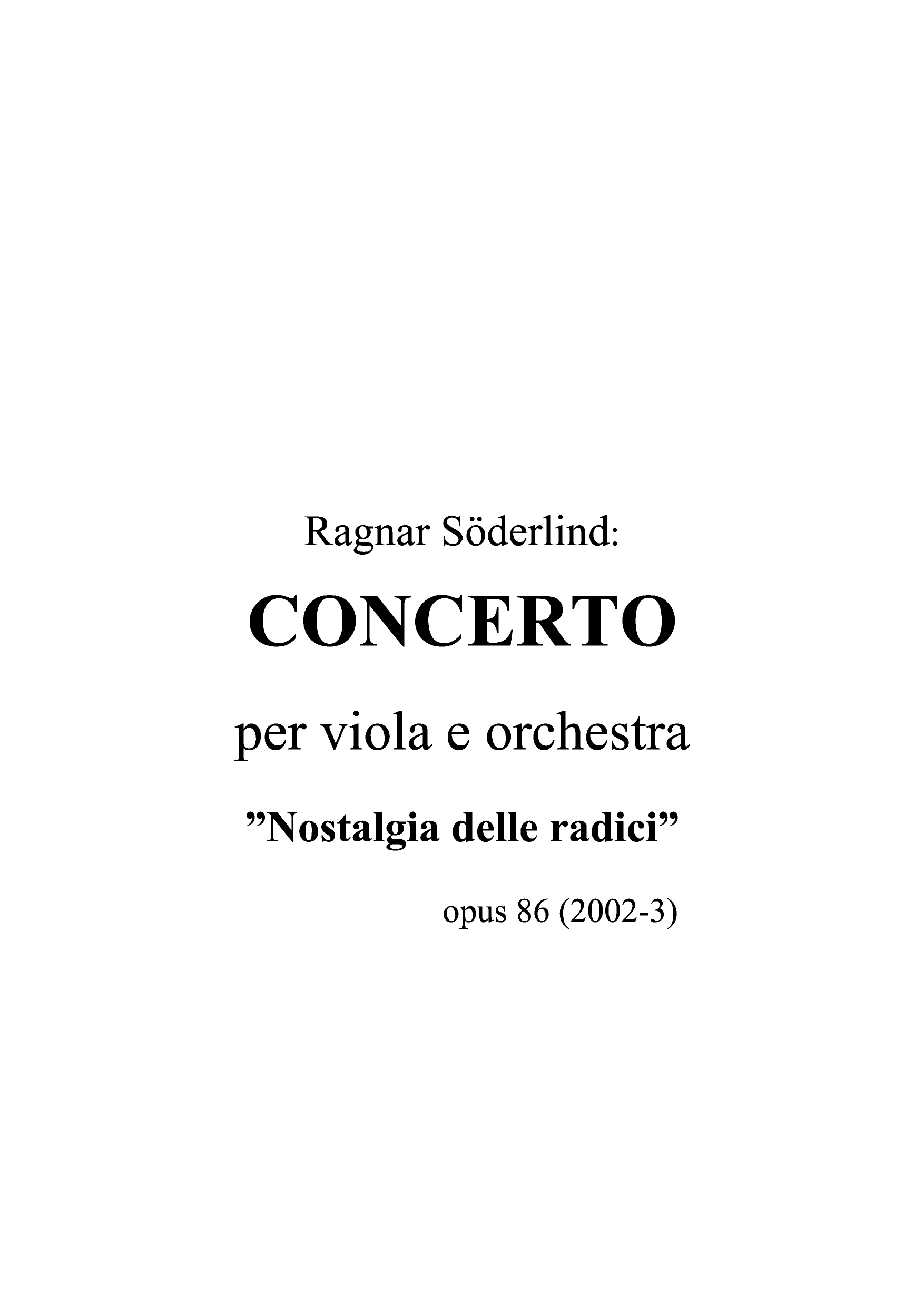 Concerto per viola e orchestra - "Nostalgia delle radici" op. 86