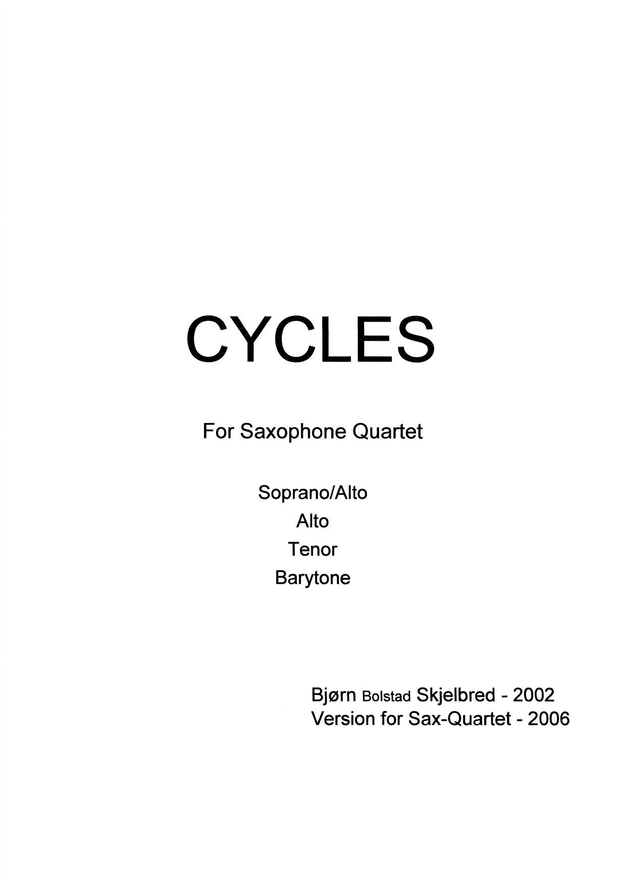 Cycles - For Saxophone Quartet