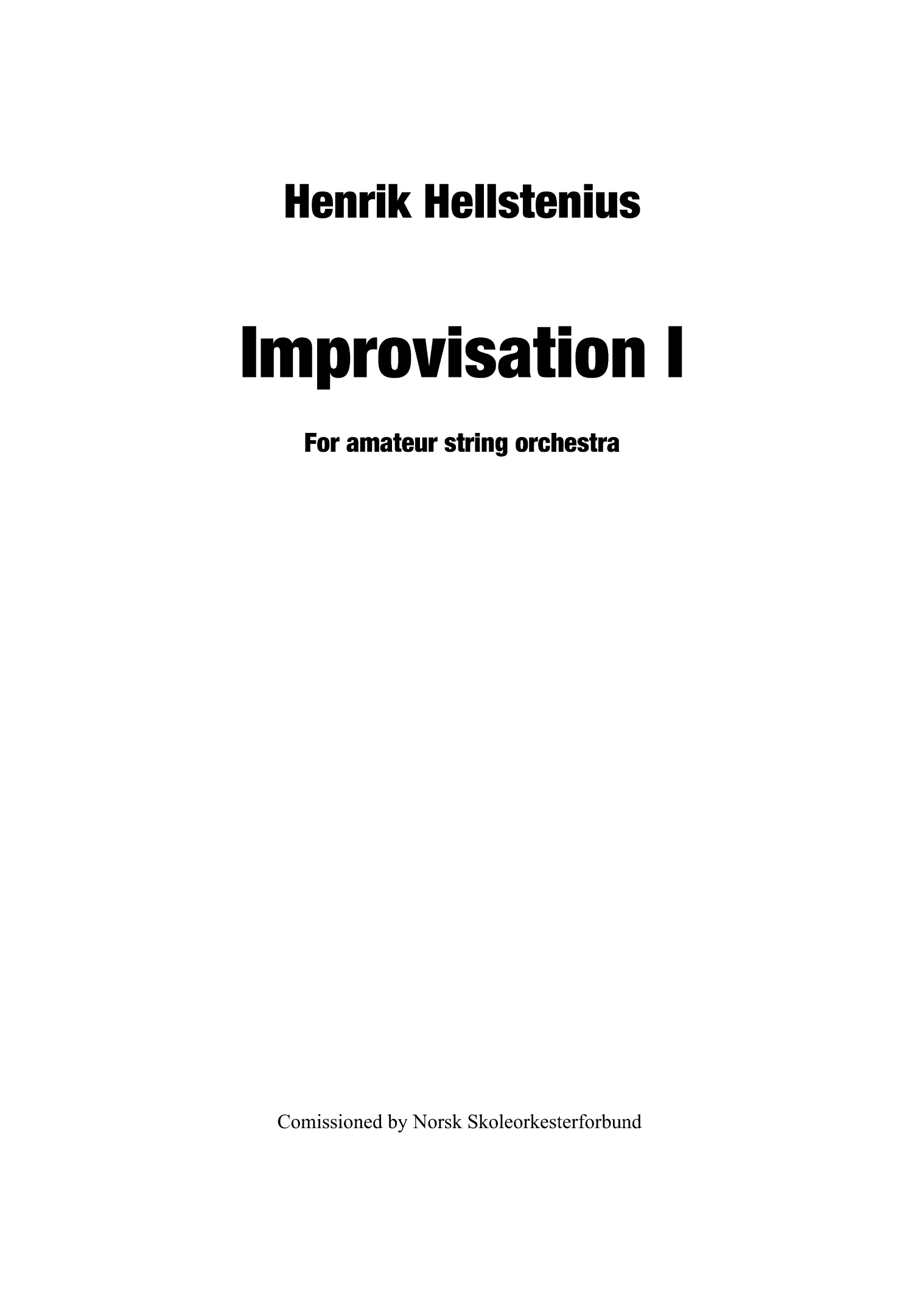 Improvisation I - For amateur string orchestra