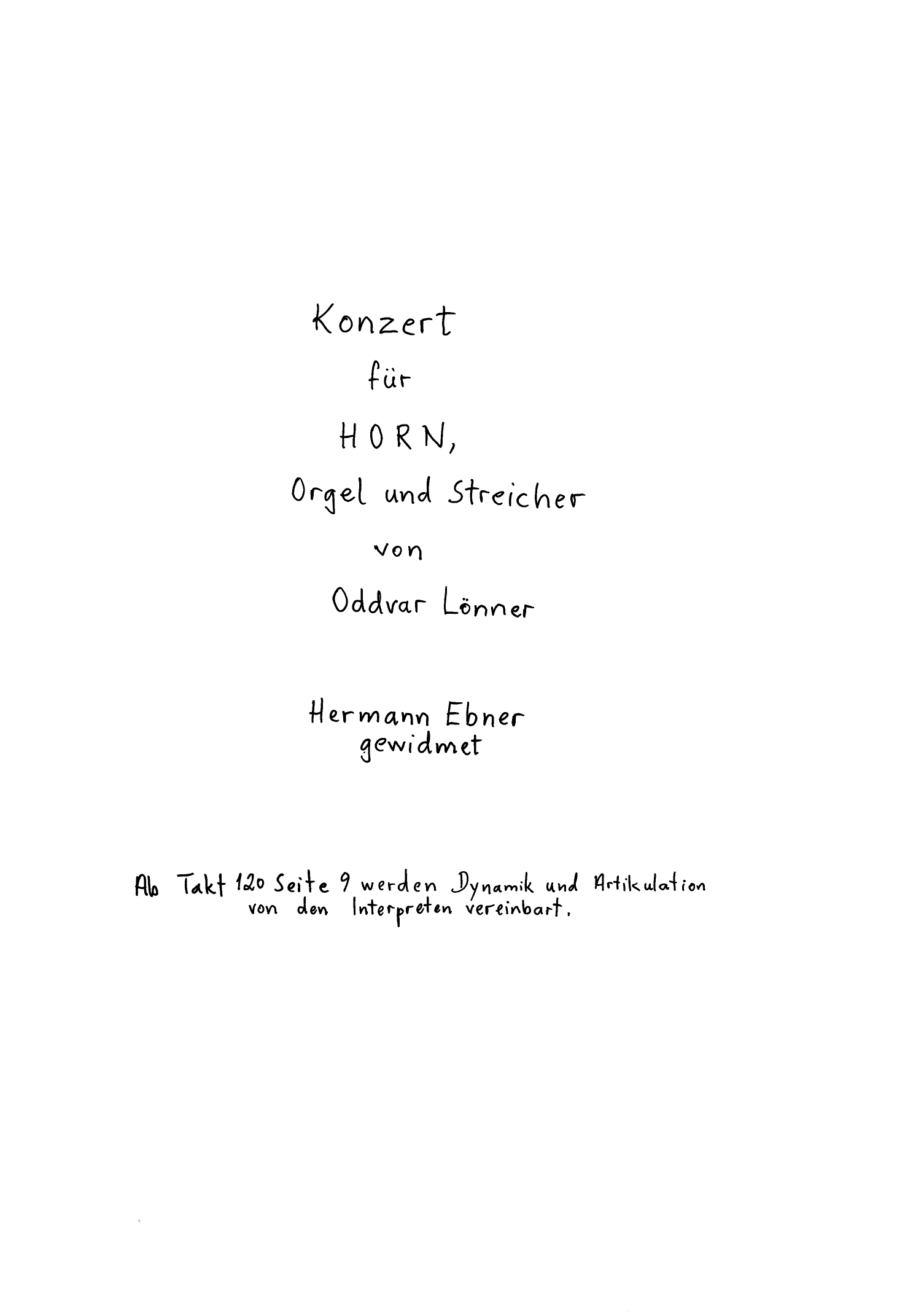 Konzert für Horn, Orgel und Streicher