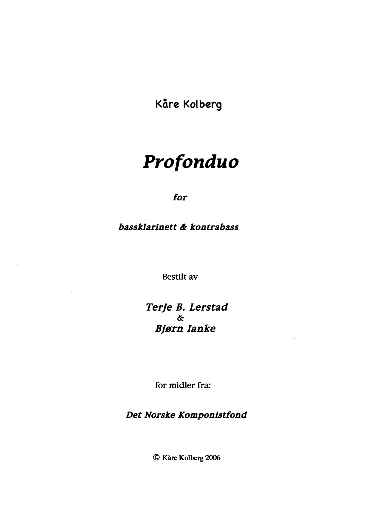 Profonduo for bassklarinett & kontrabass