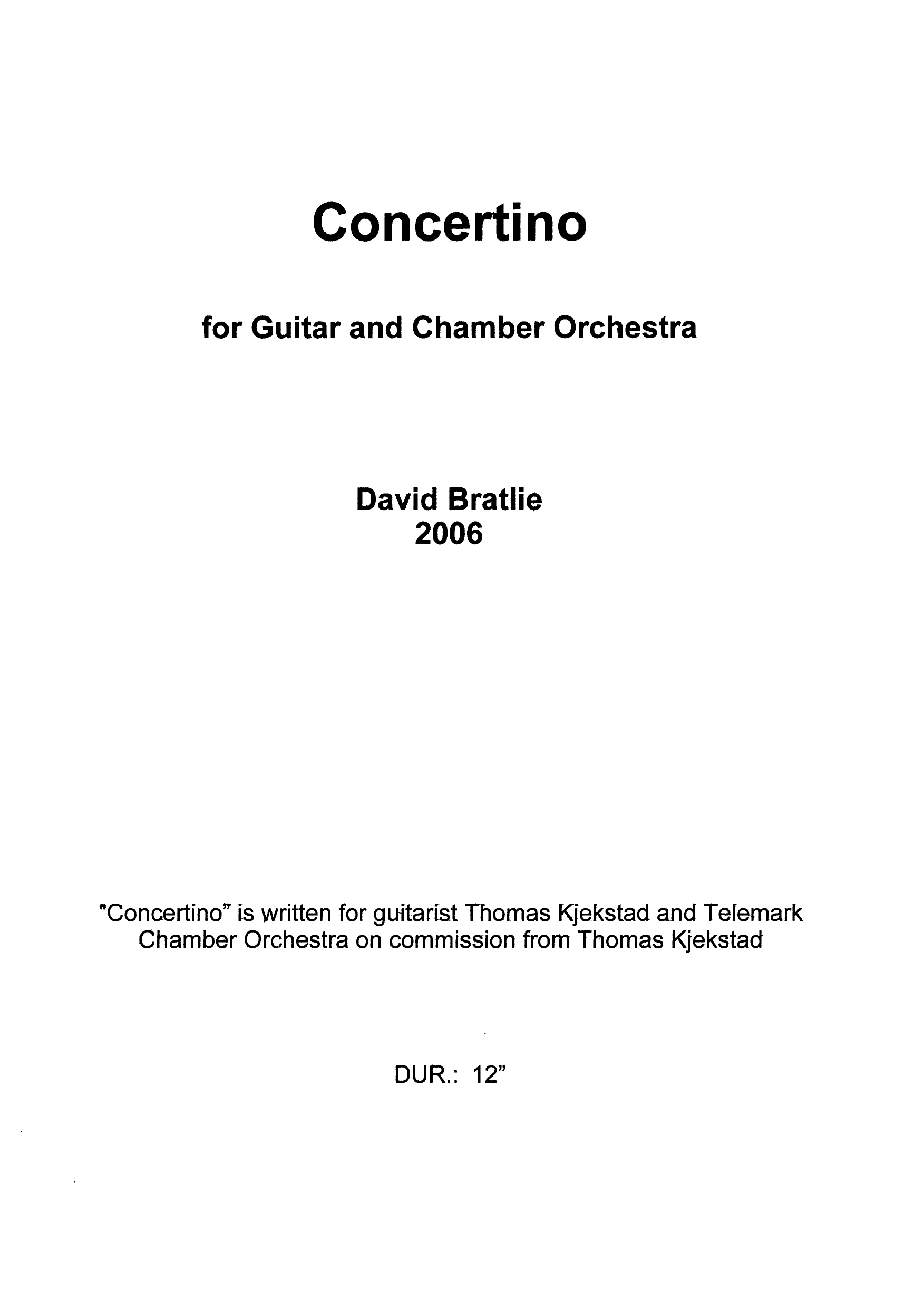 Concertino for Guitar and Chamber Orchestra