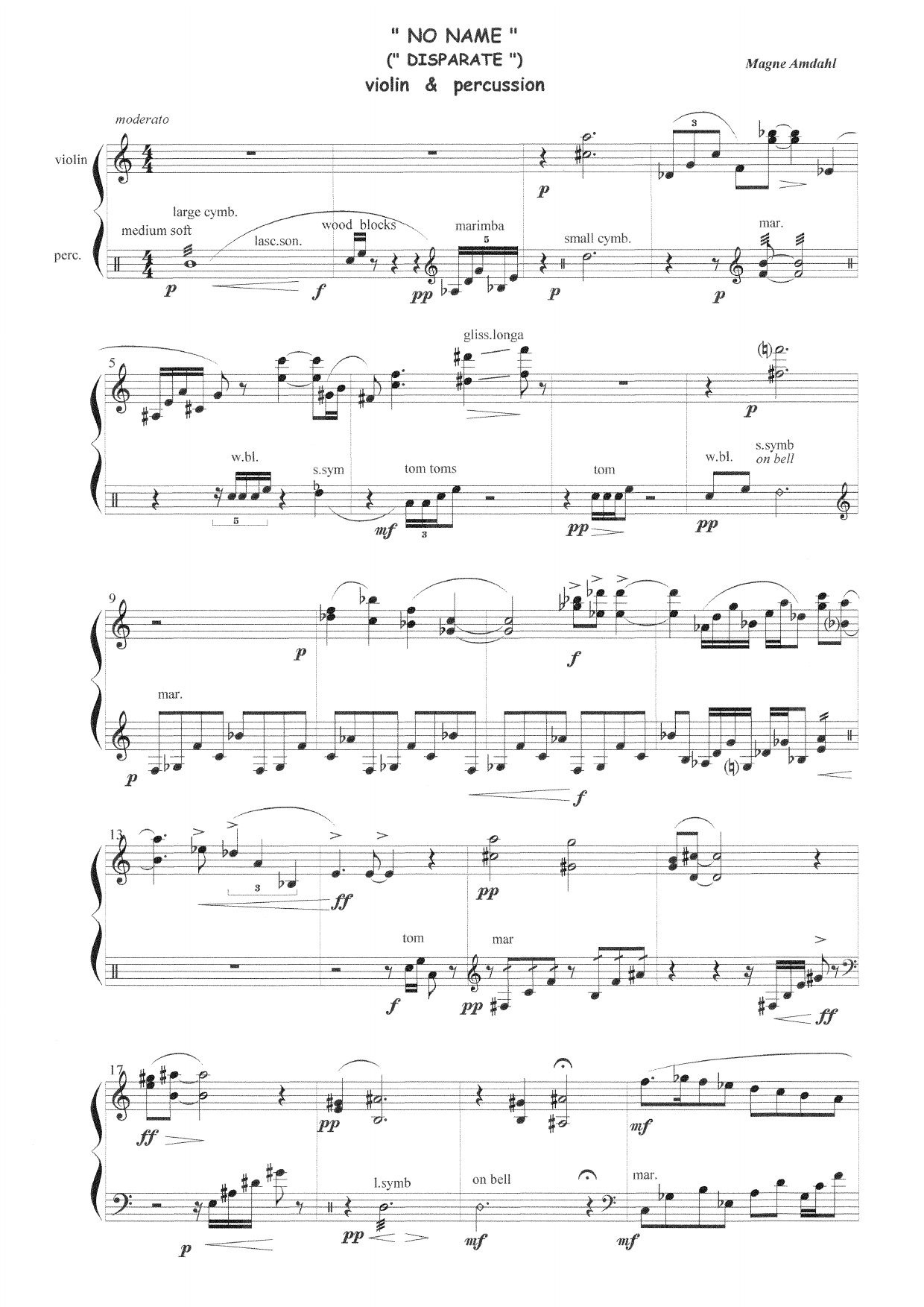 No Name - Disparate : Violin and percussion