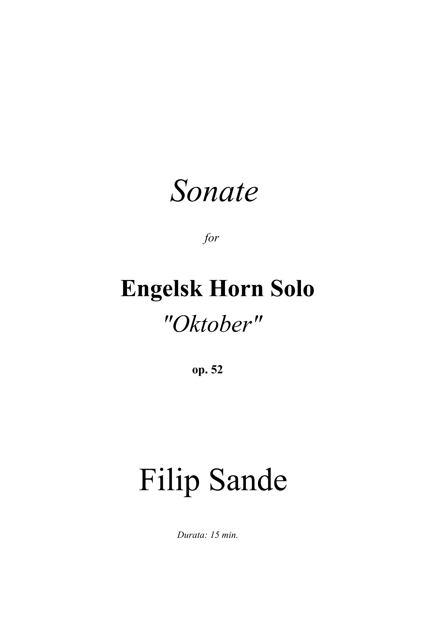 Sonate for engelsk horn solo - "Oktober" , op. 52