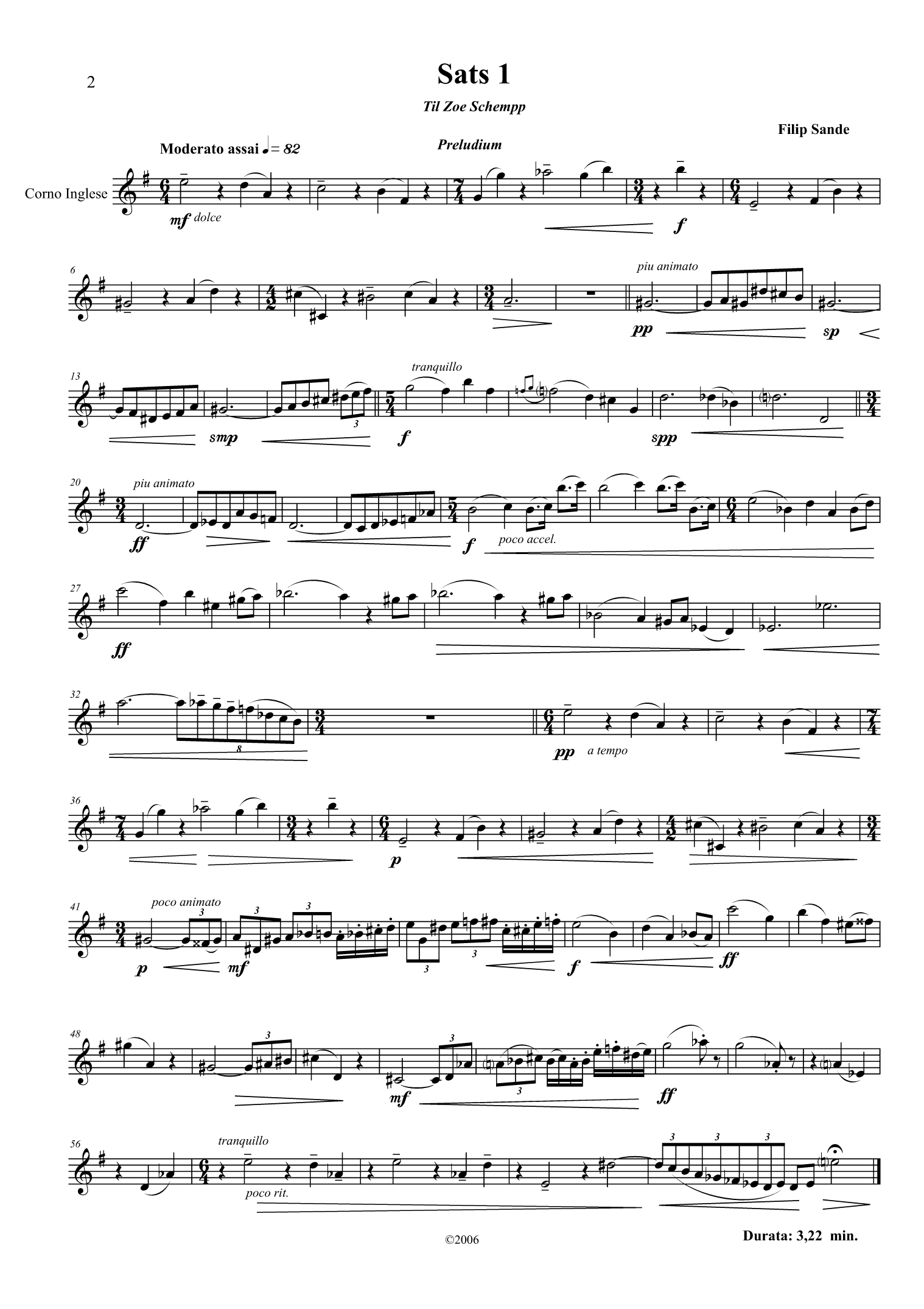 Sonate for engelsk horn solo - "Oktober" , op. 52 - Image 2