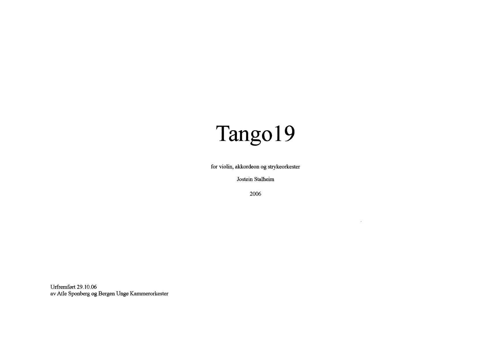 Tango19 - For fiolin, akkordeon og strykeorkester