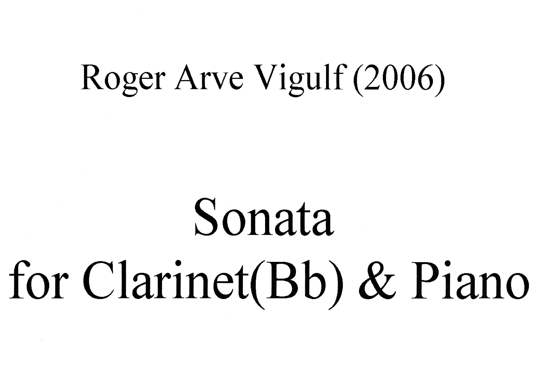 Sonata for Clarinet(Bb) & Piano