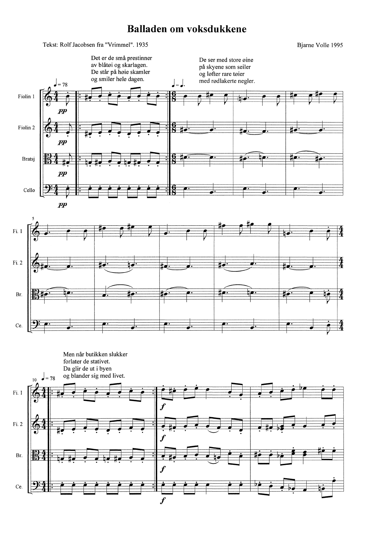 De tre elskere - En Rolf Jacobsen-suite for resitasjon og strykekvartett - Image 3