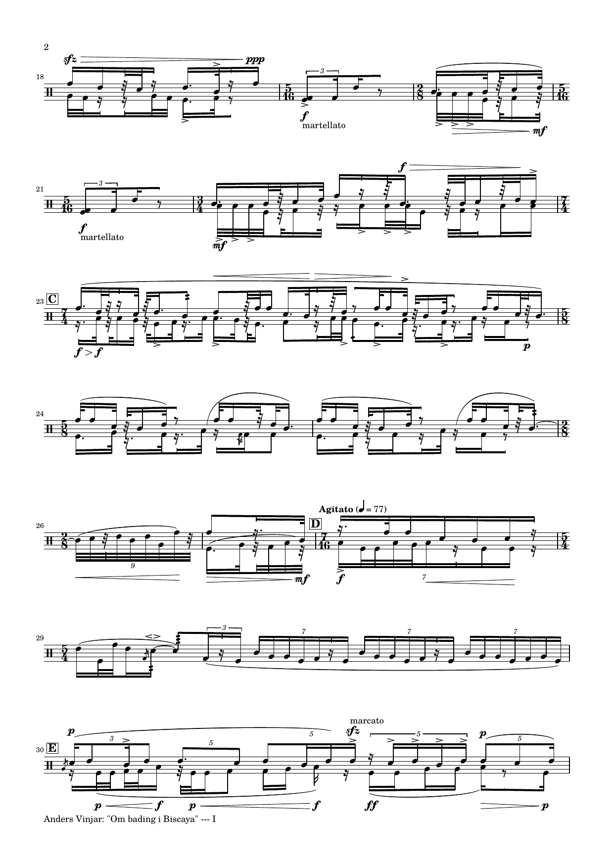 Om bading i Biscaya - For percussion, dancer and live-electronics & video - Image 4