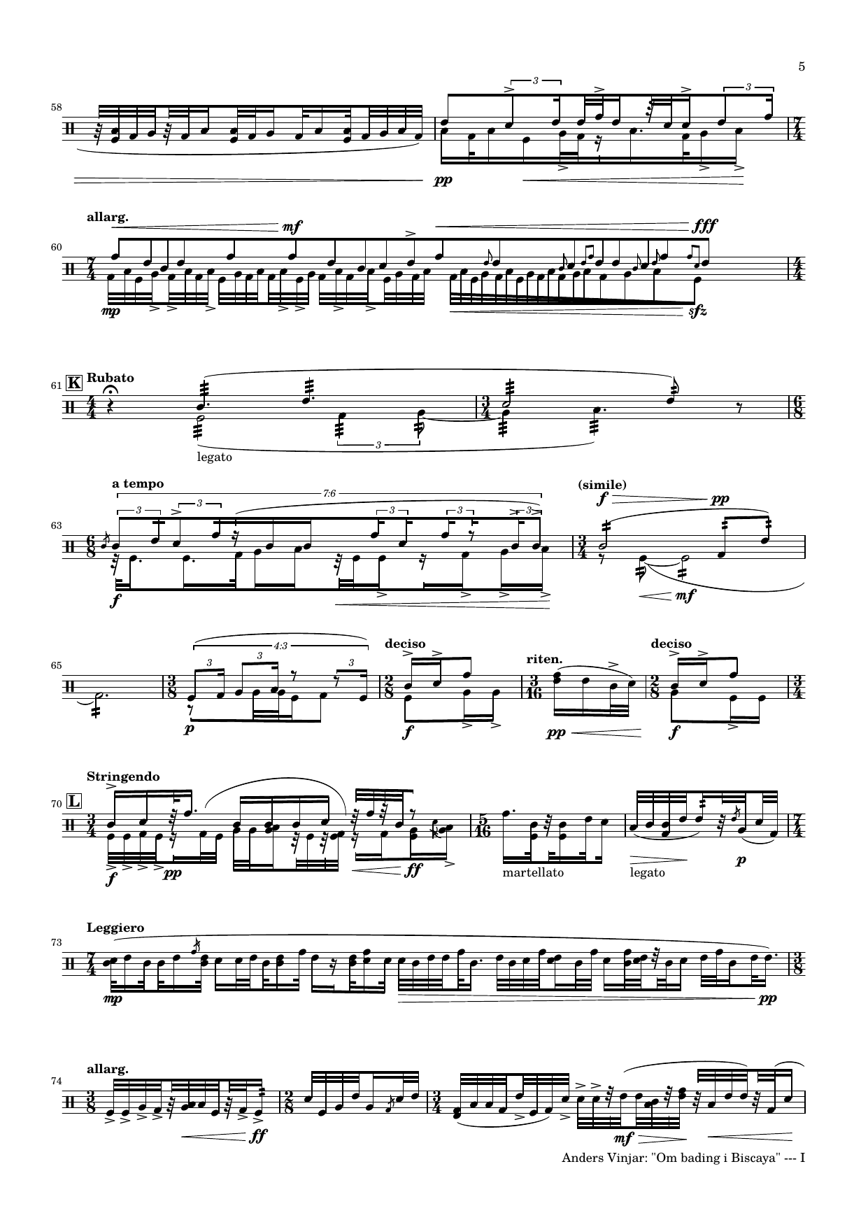 Om bading i Biscaya - For percussion, dancer and live-electronics & video - Image 7