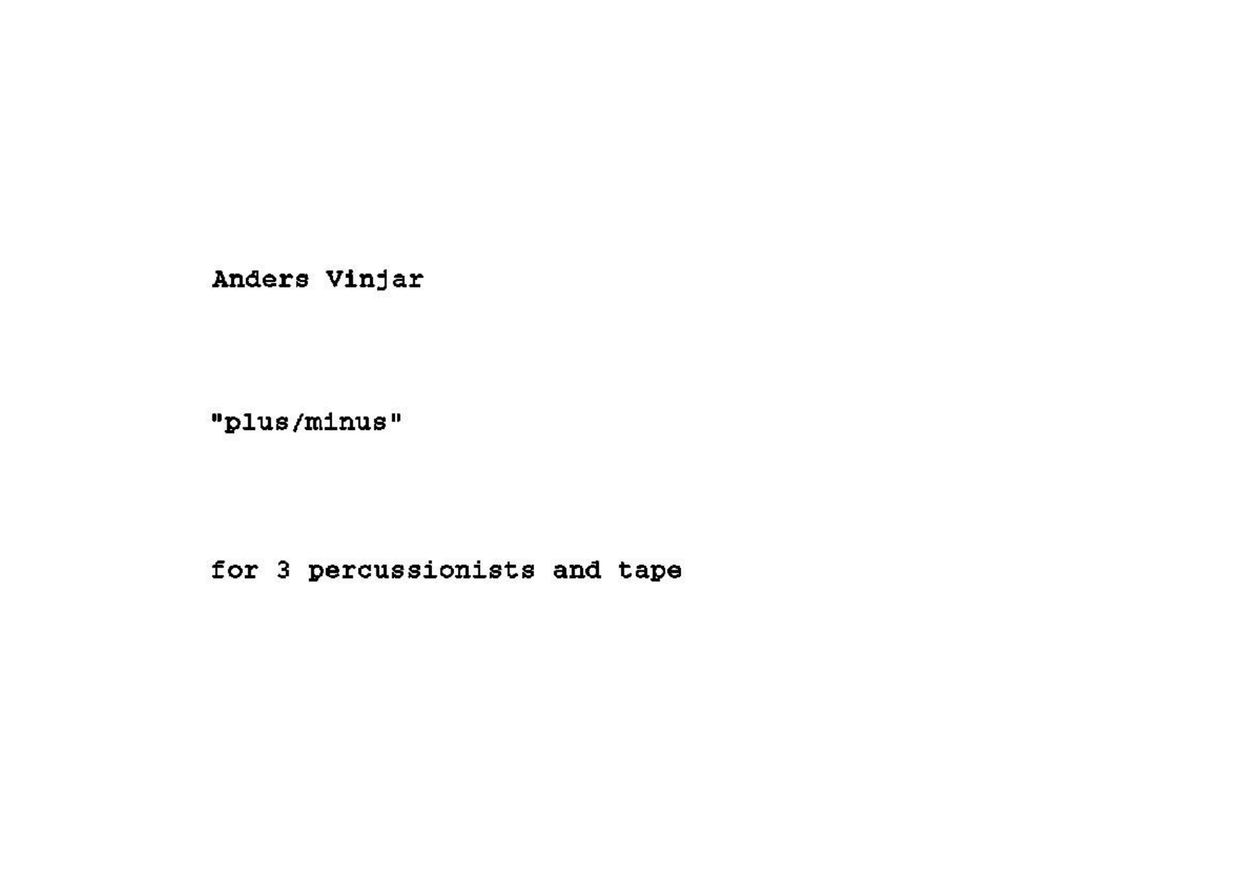 plus/minus - for 3 percussionists and tape