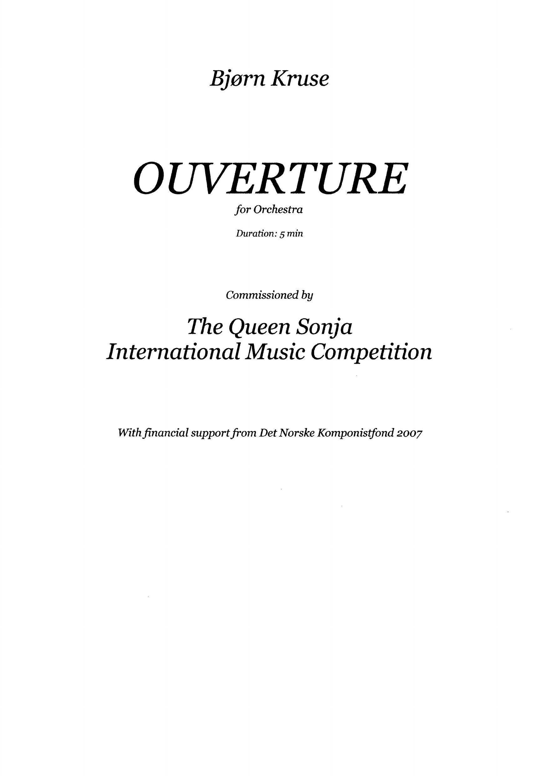 Ouverture - For orchestra