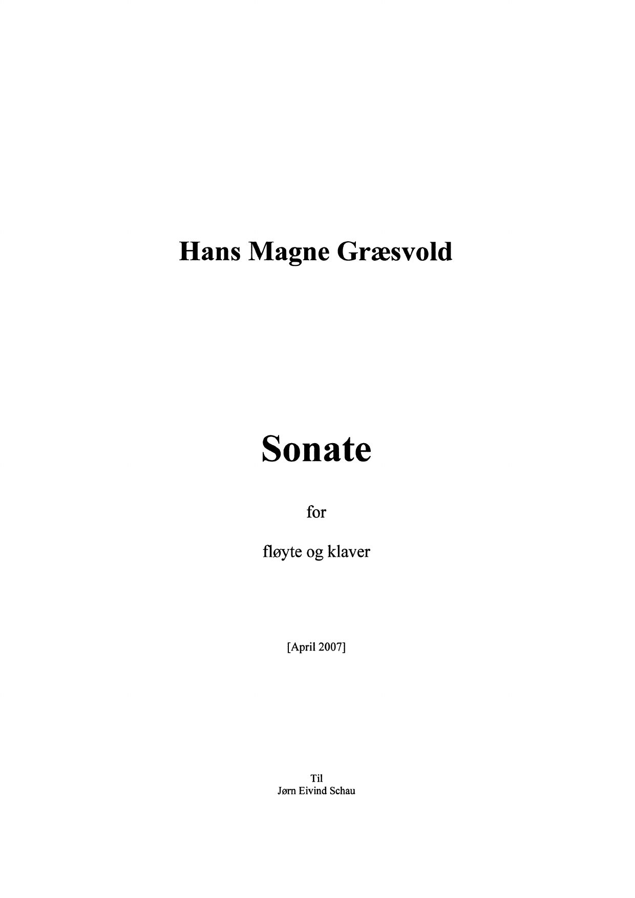 Sonata for Flute and Piano