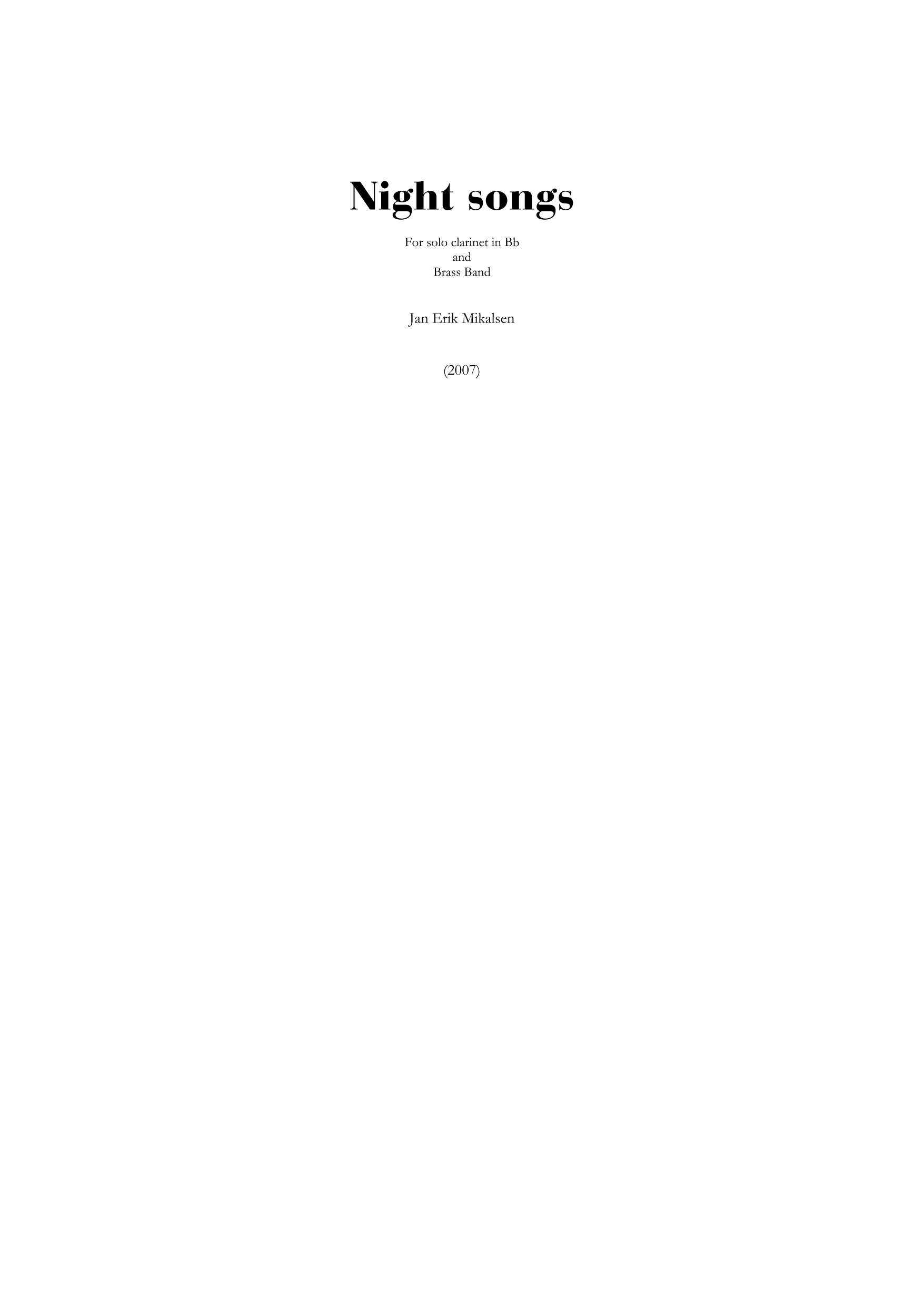 Night Songs - For solo clarinet in Bb and brass band