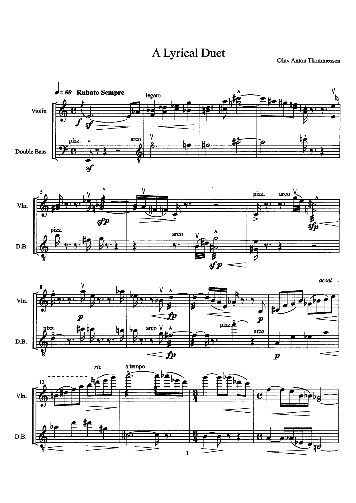 A Lyrical Duet - For Violin and Double Bass - Image 3