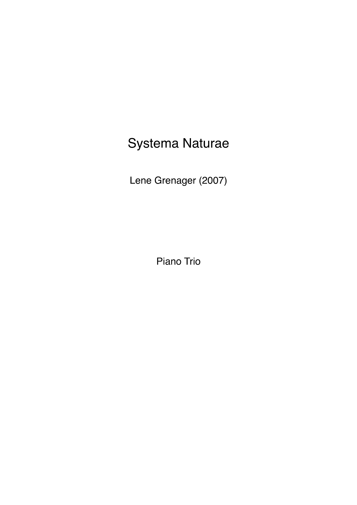 Systema Naturae - Piano Trio