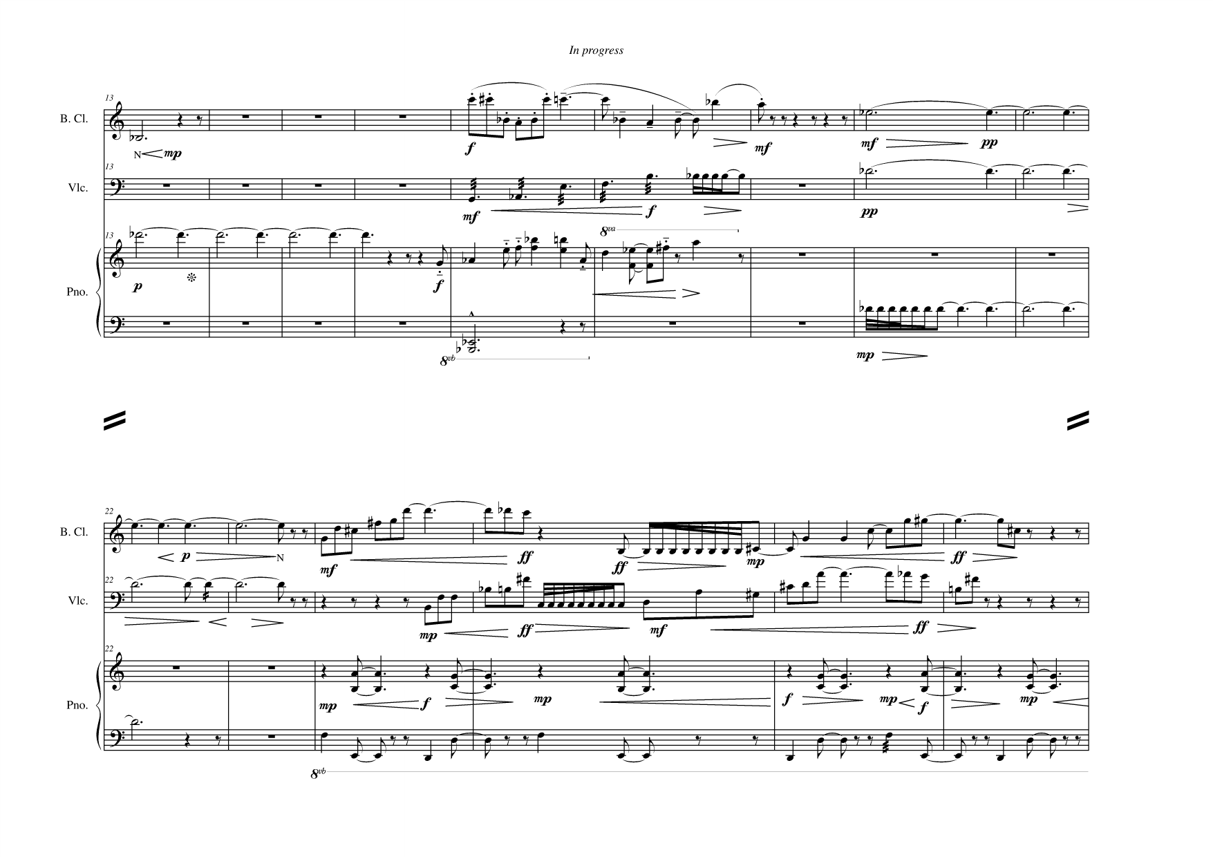 In Progress - For bass clarinet, cello and piano - Image 4