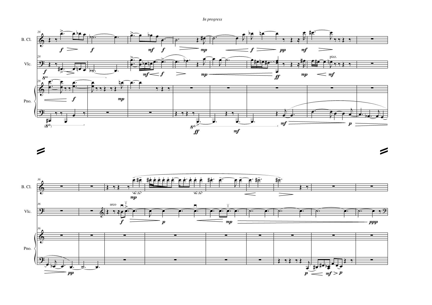 In Progress - For bass clarinet, cello and piano - Image 5