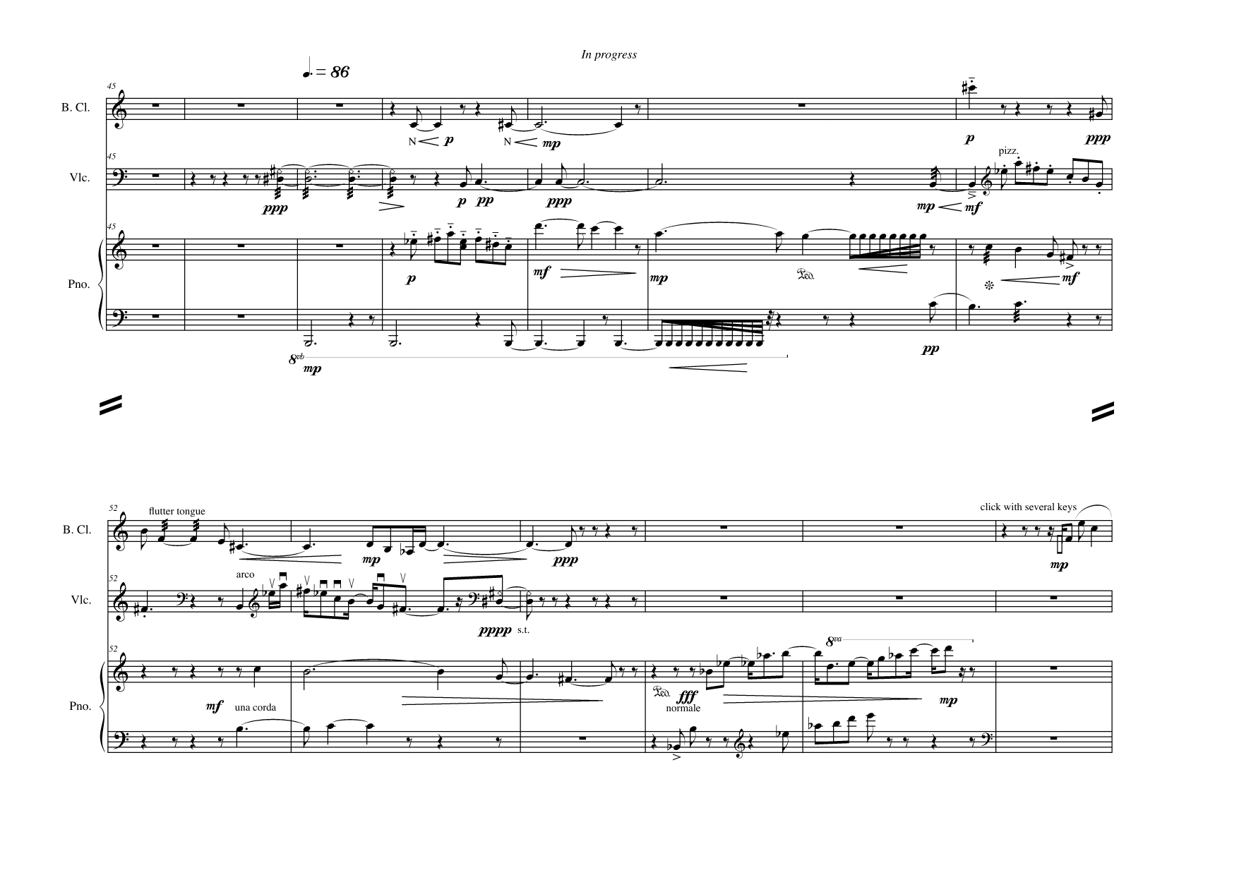 In Progress - For bass clarinet, cello and piano - Image 6
