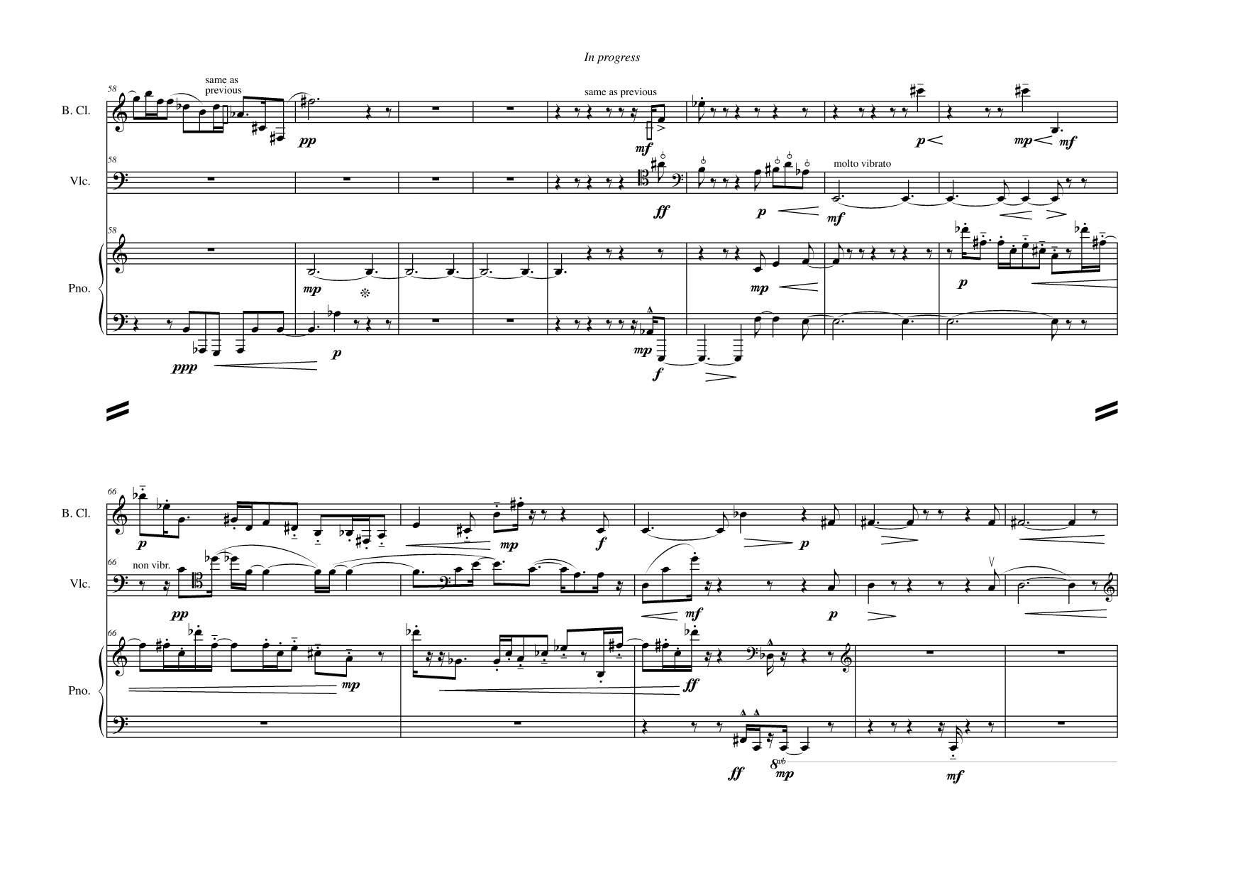 In Progress - For bass clarinet, cello and piano - Image 7