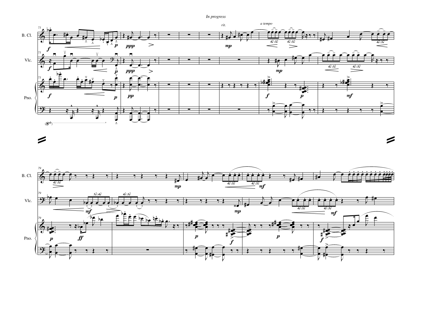 In Progress - For bass clarinet, cello and piano - Image 8