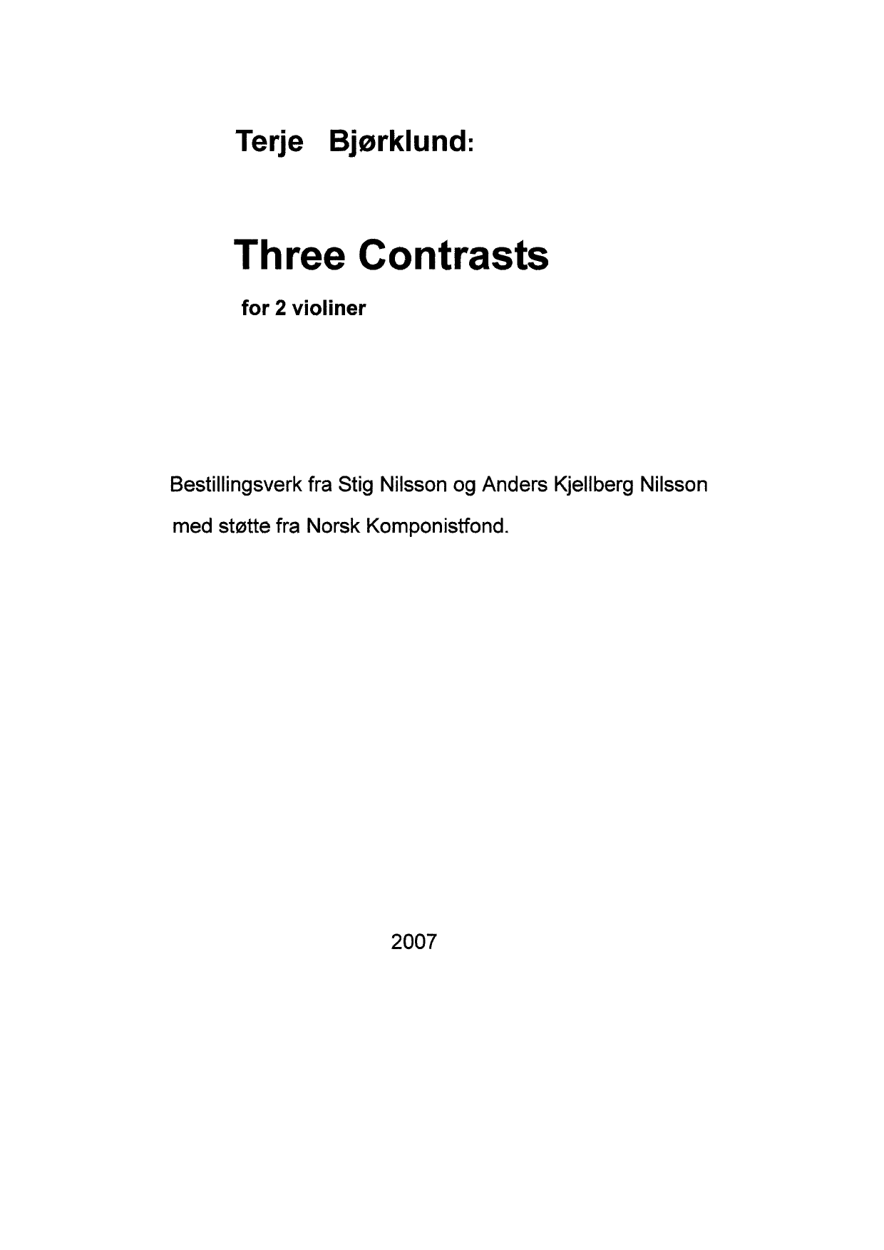 Three Contrasts - For 2 violins