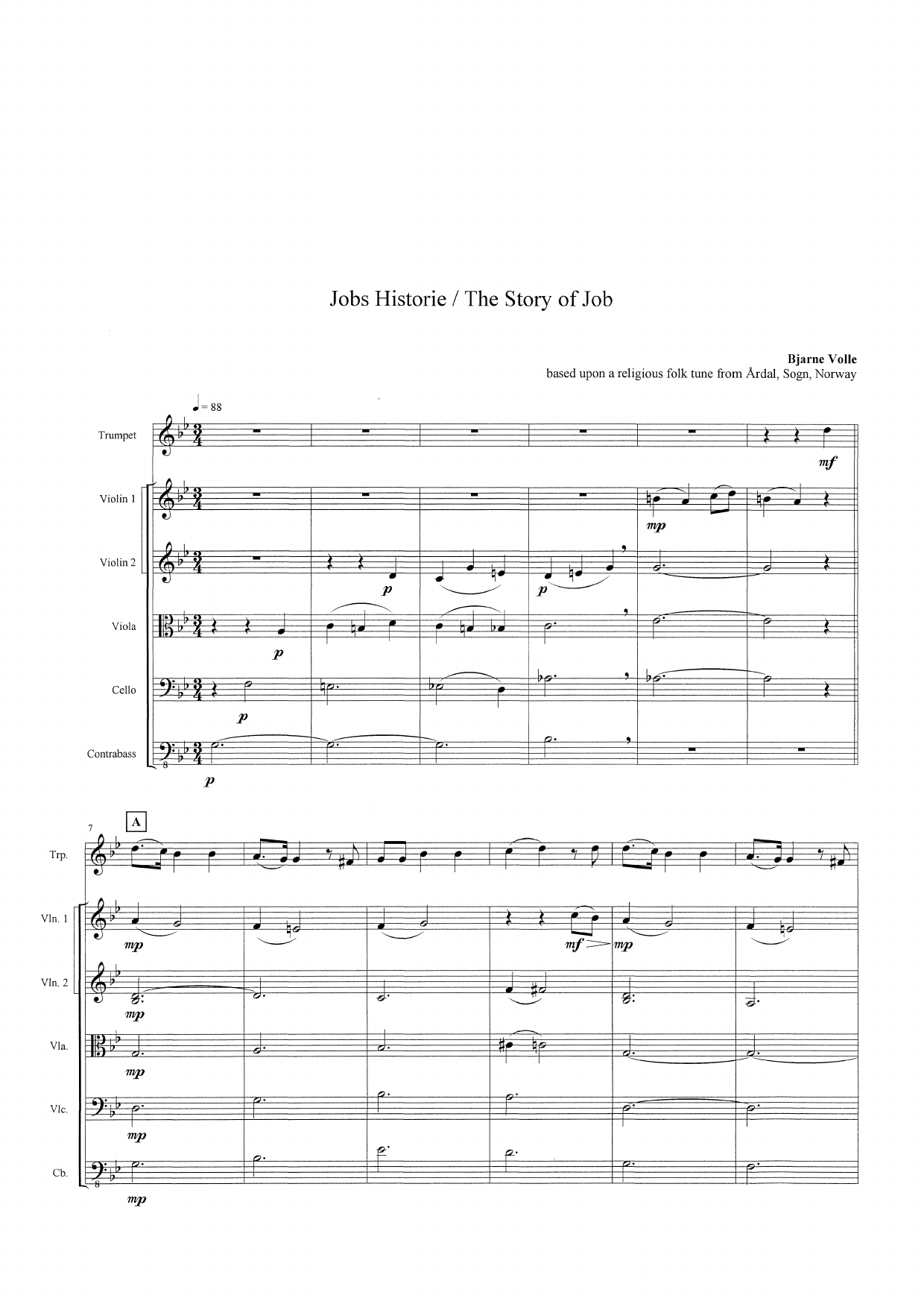 3 Religious Folk Tunes from Årdal, Sogn, Norway - arranged for trumpet and orchestra - Image 3