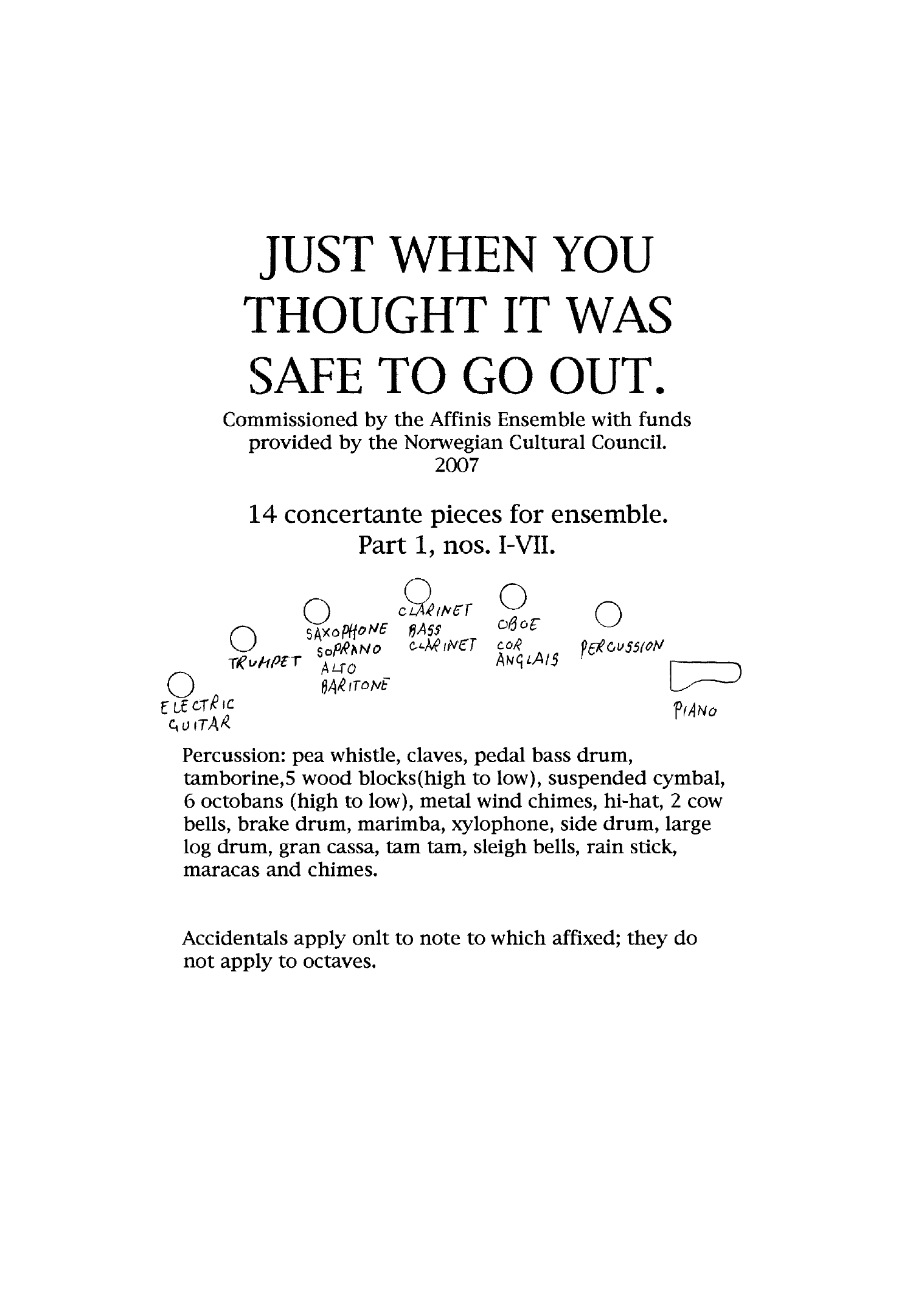 Just When You Thought it Was Safe to Go Out - 14 concertante pieces for ensemble
