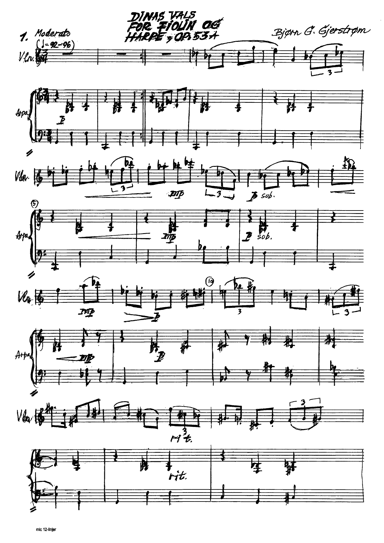 Dinas vals for fiolin og harpe, op. 53 A