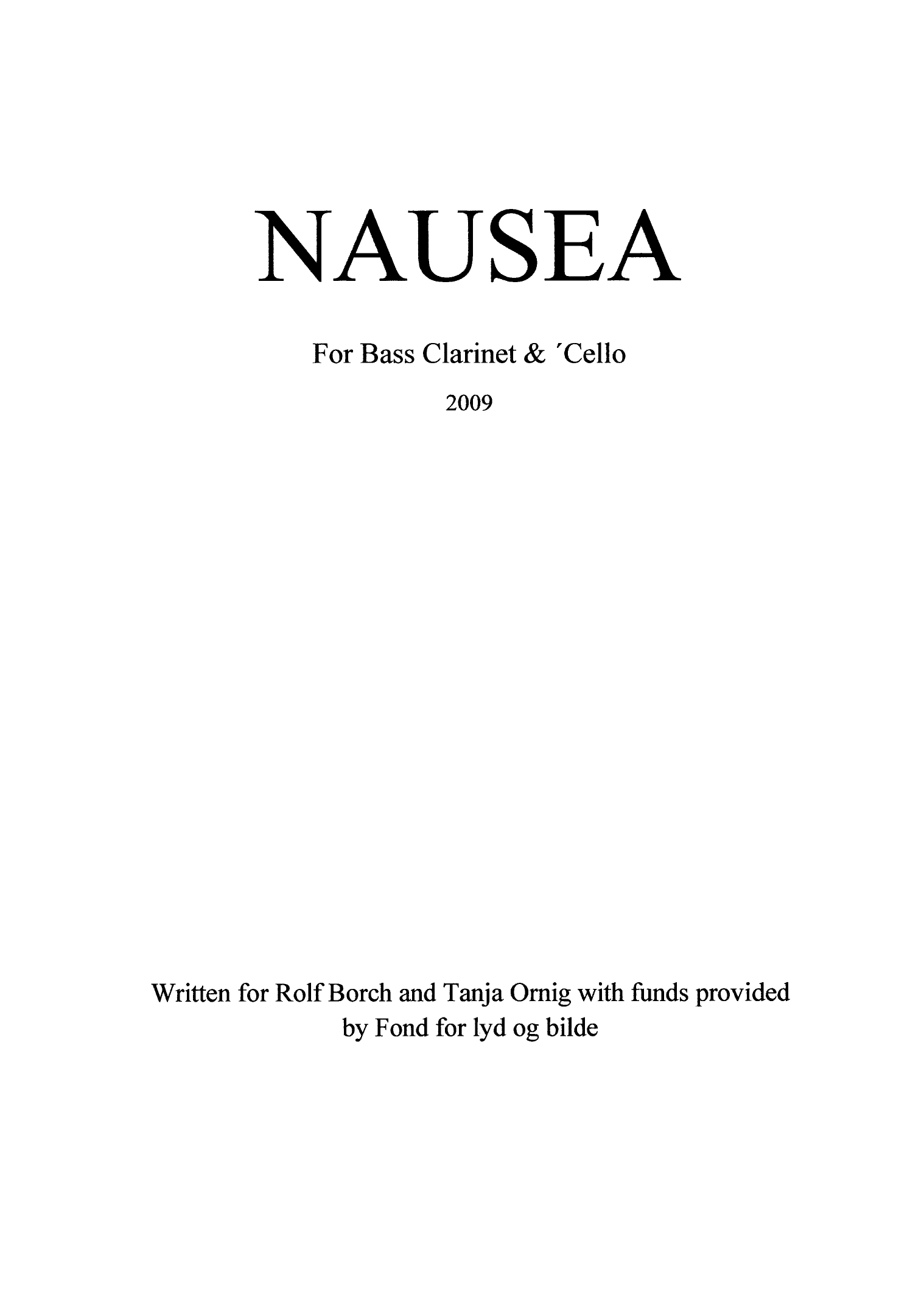 Nausea - For Bass Clarinet & ´Cello