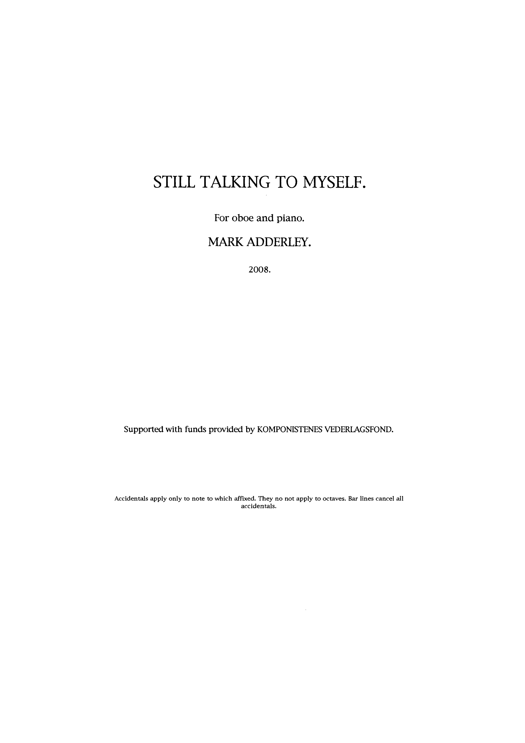 Still Talking to Myself - For oboe and piano
