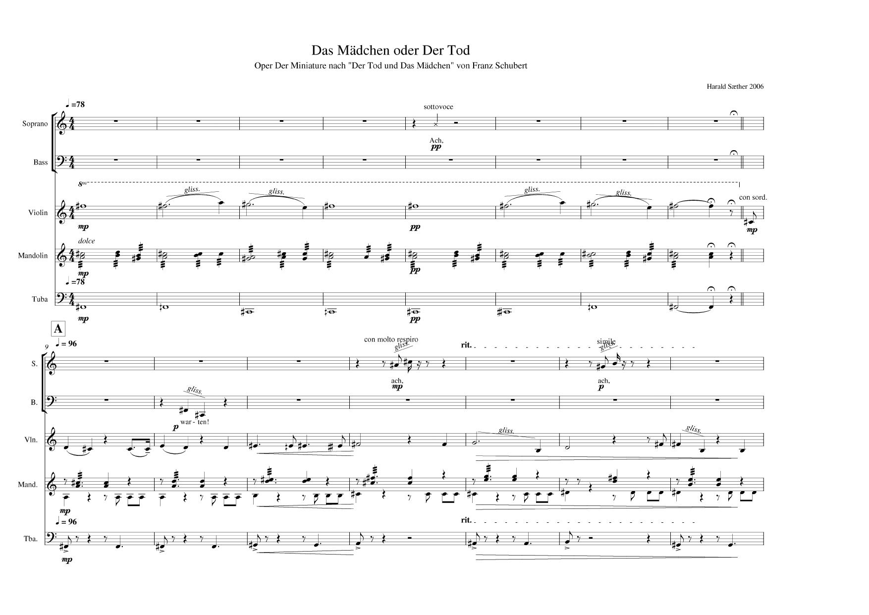 Das Mädchen oder Der Tod - Musikalicher Stilleben für Sopran, Bass, Violine, Mandoline und Tuba - Bilde 3