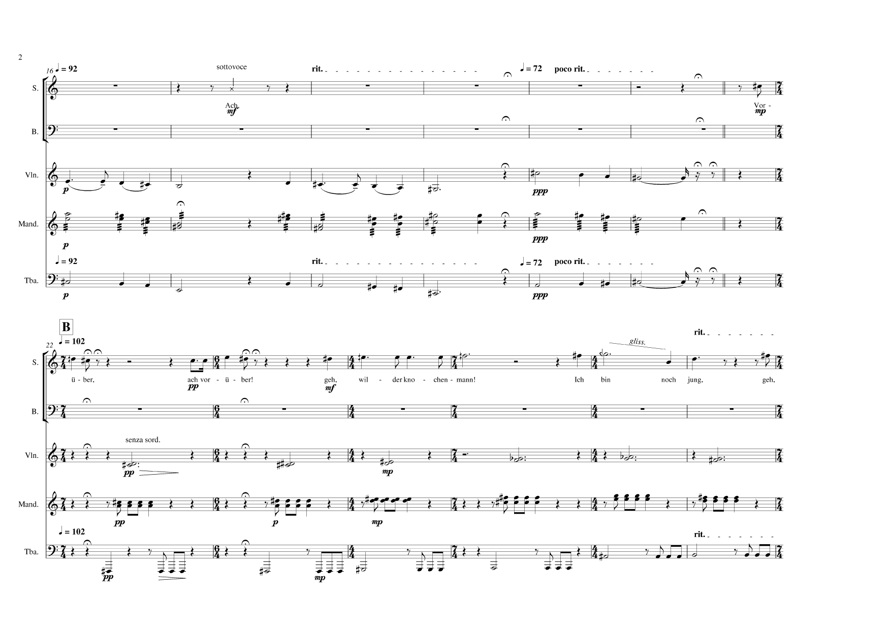 Das Mädchen oder Der Tod - Musikalicher Stilleben für Sopran, Bass, Violine, Mandoline und Tuba - Bilde 4