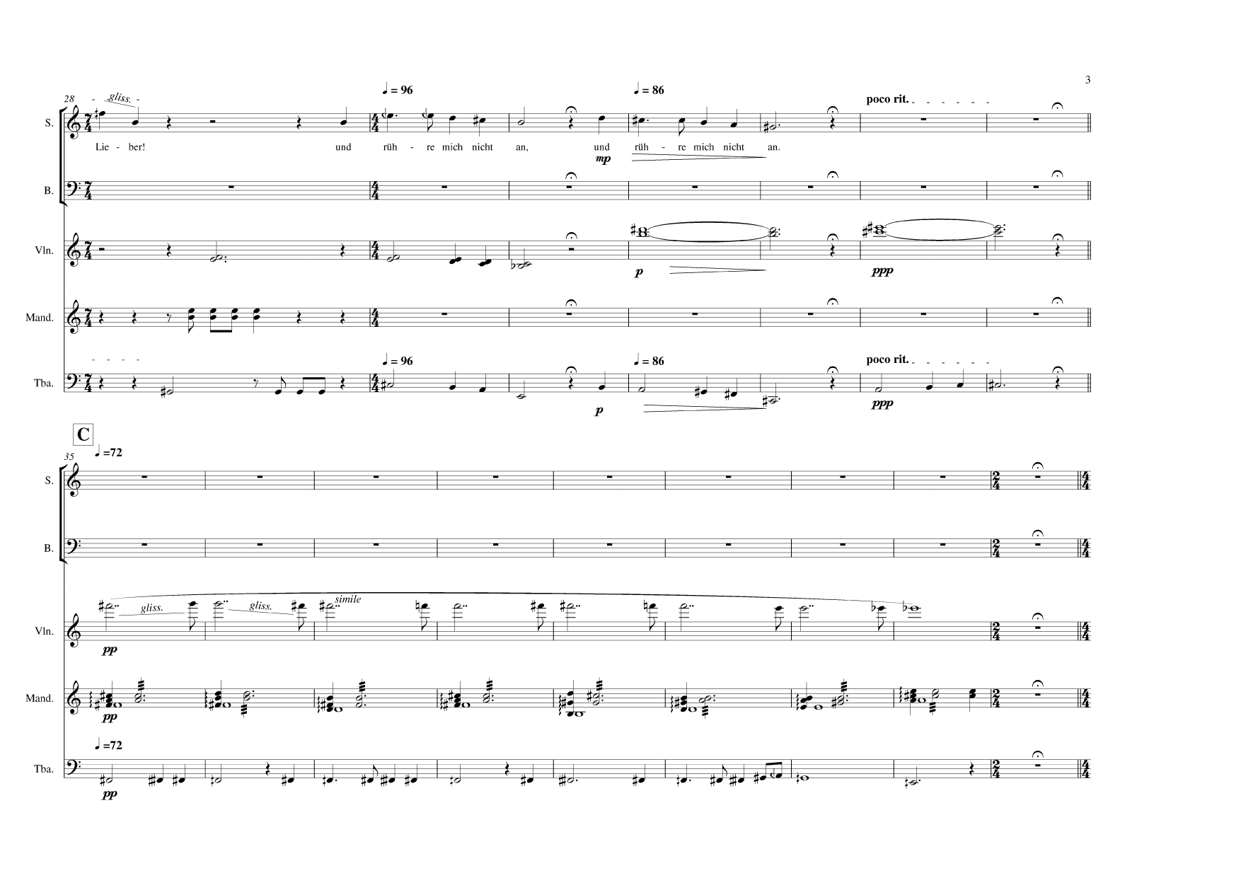 Das Mädchen oder Der Tod - Musikalicher Stilleben für Sopran, Bass, Violine, Mandoline und Tuba - Bilde 5