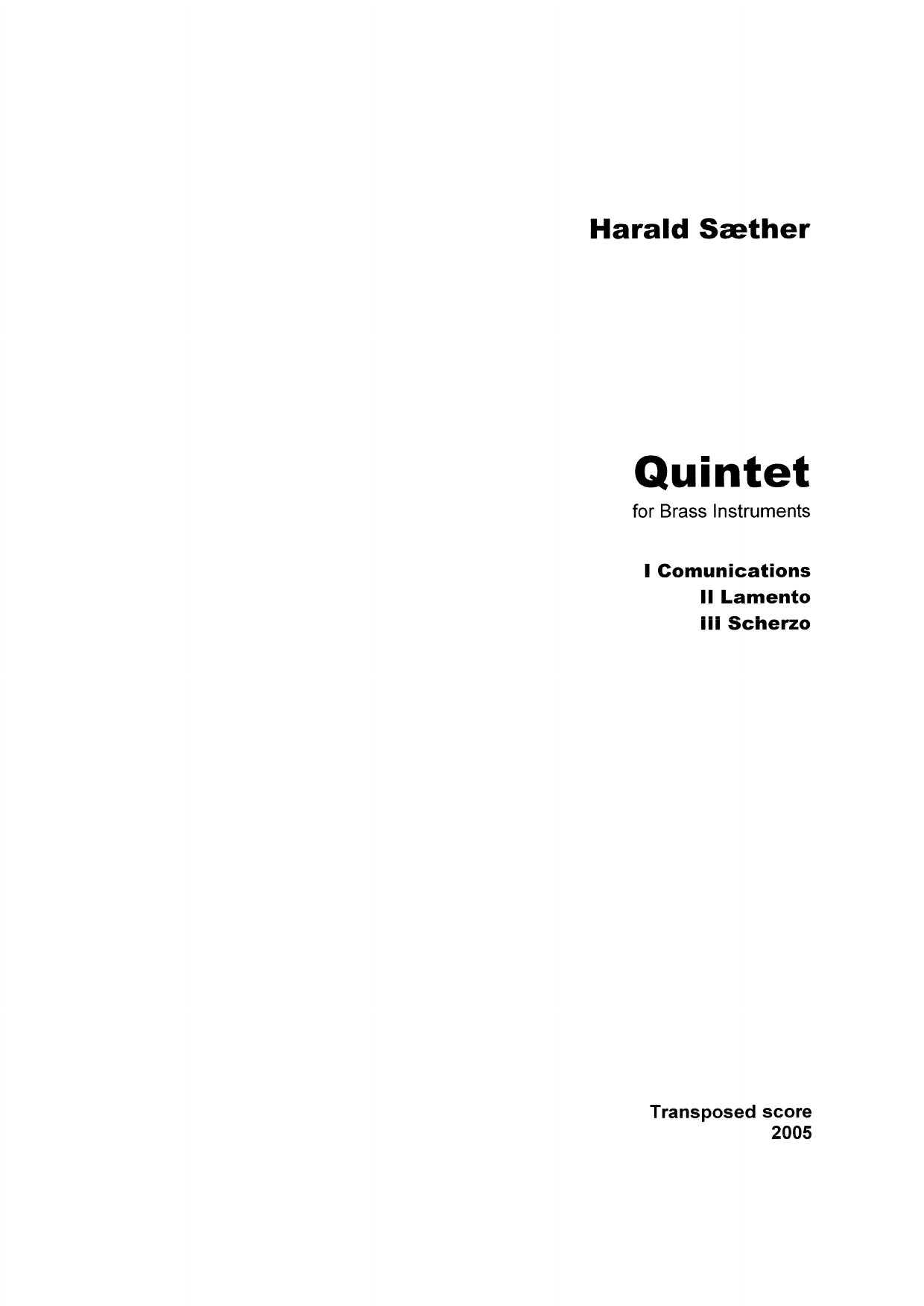 Quintet - For Brass Instruments