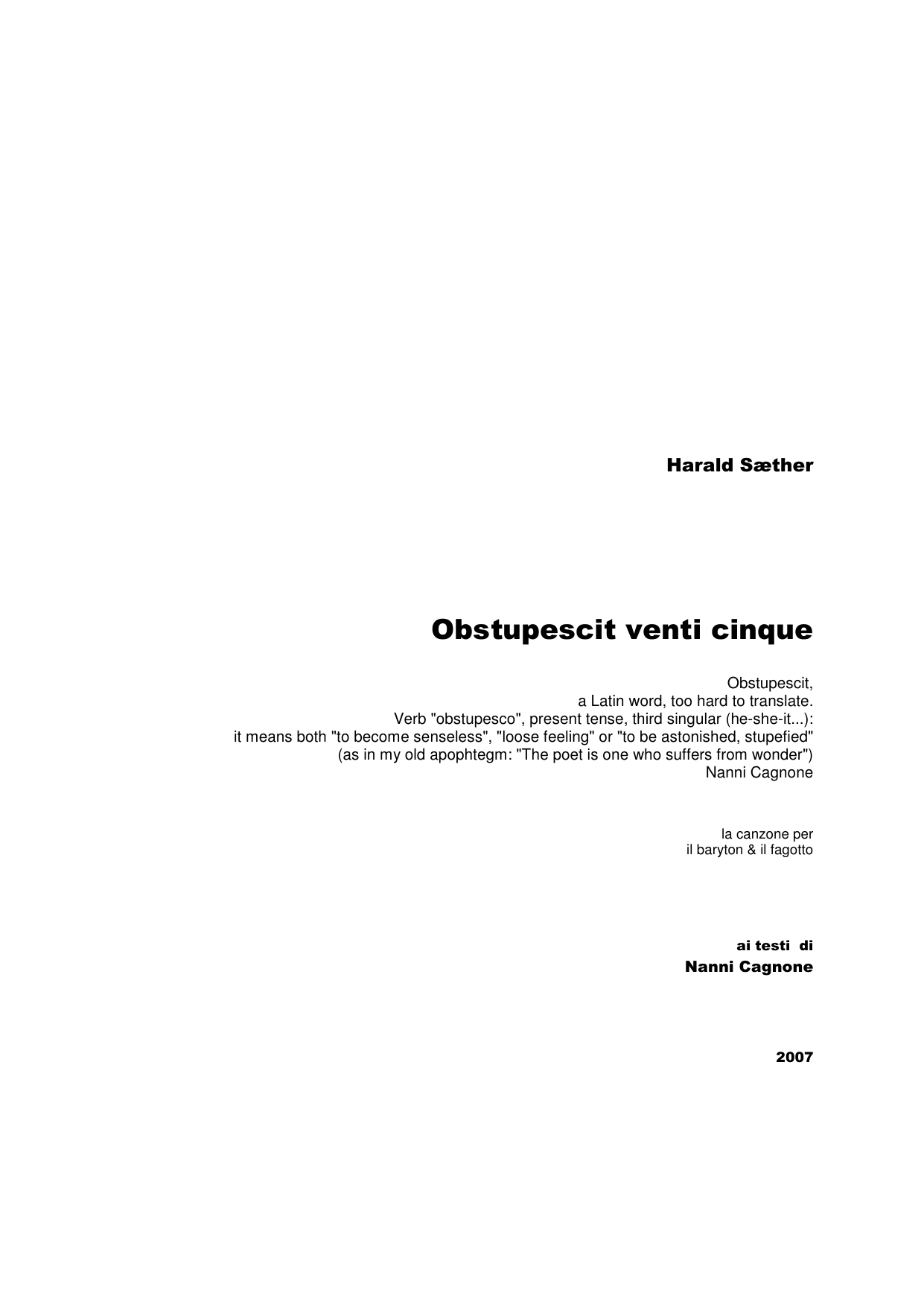 Obstupescit Venti Cinque