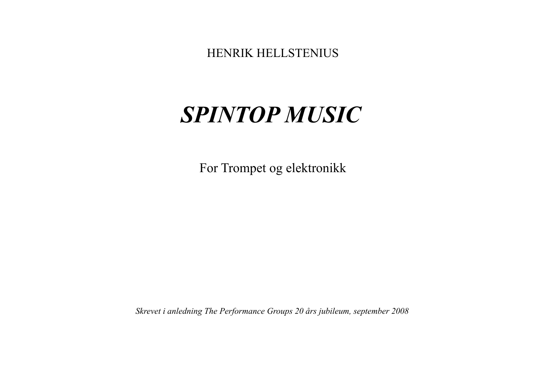 Spintop Music - For trompet og elektronikk