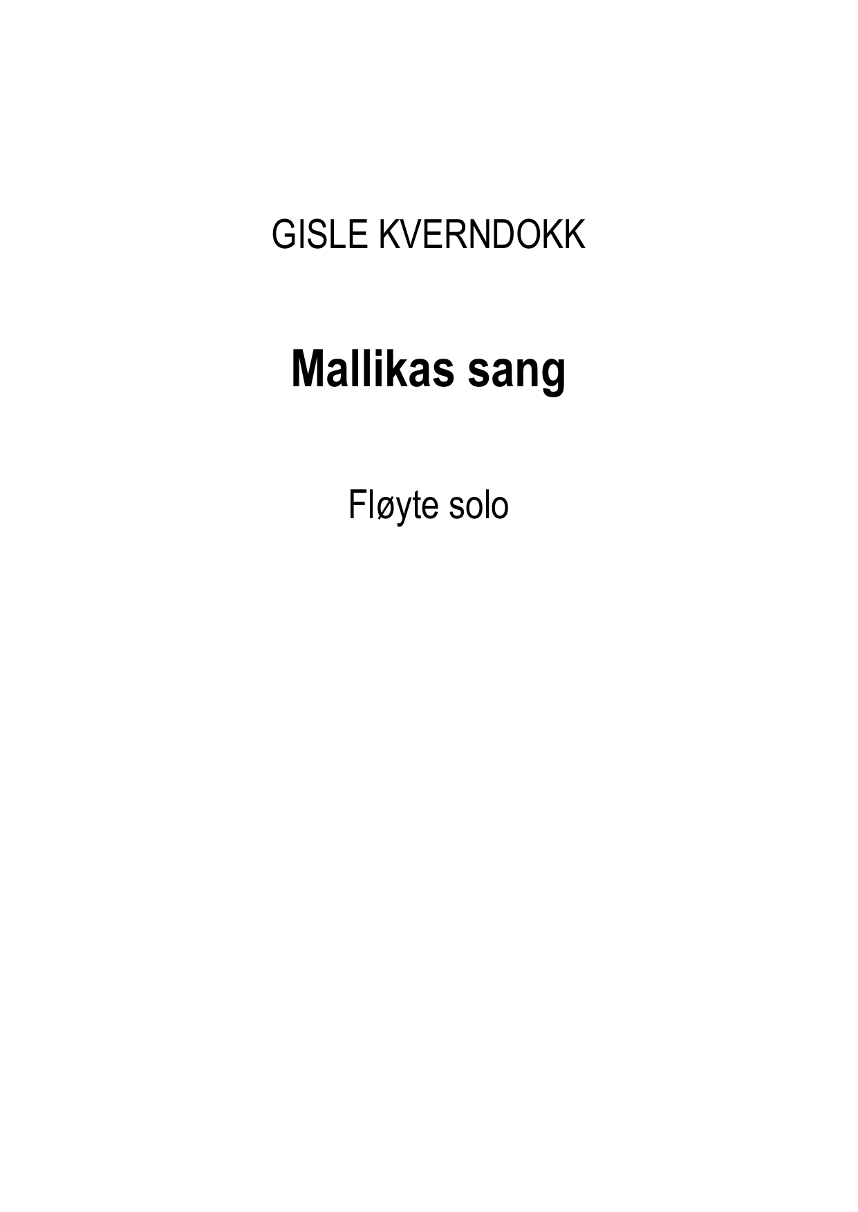 Mallikas sang - For fløyte solo