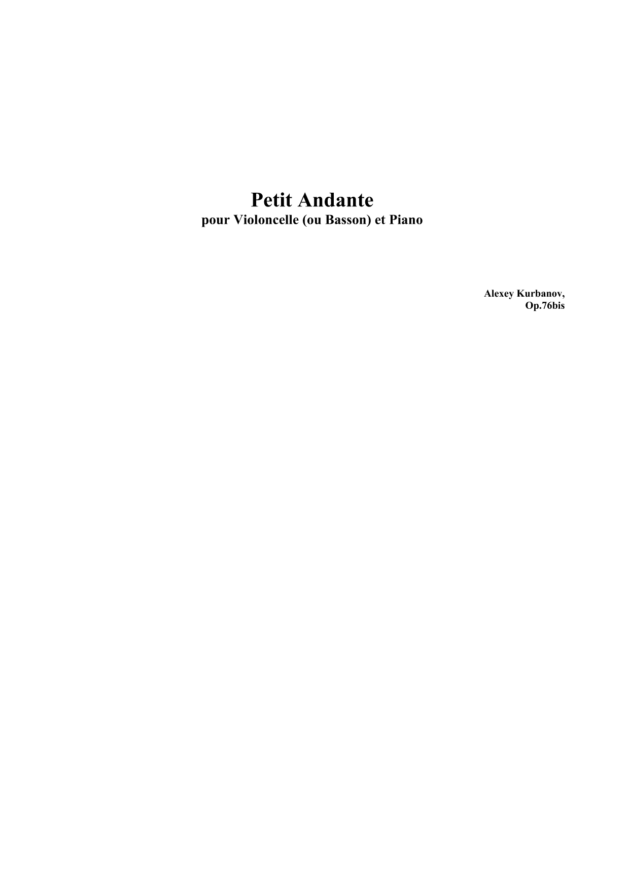 Petit andante - Pour violoncell (ou basson) et piano, Op. 76bis