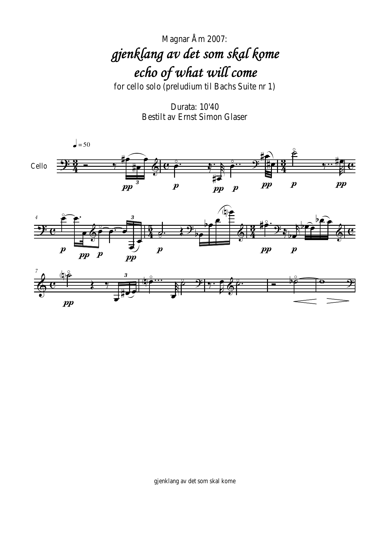 echo of what will come - for cello solo
