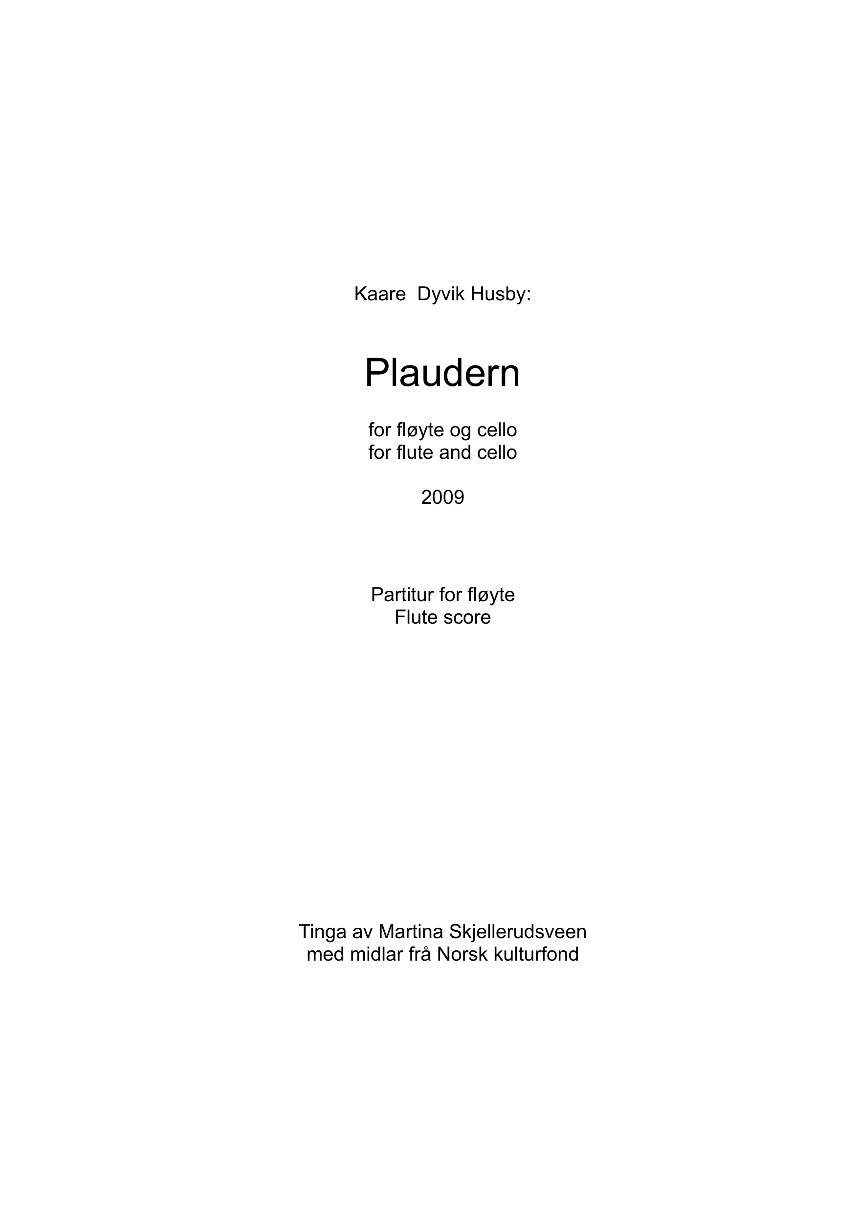 Plaudern - For flute and cello